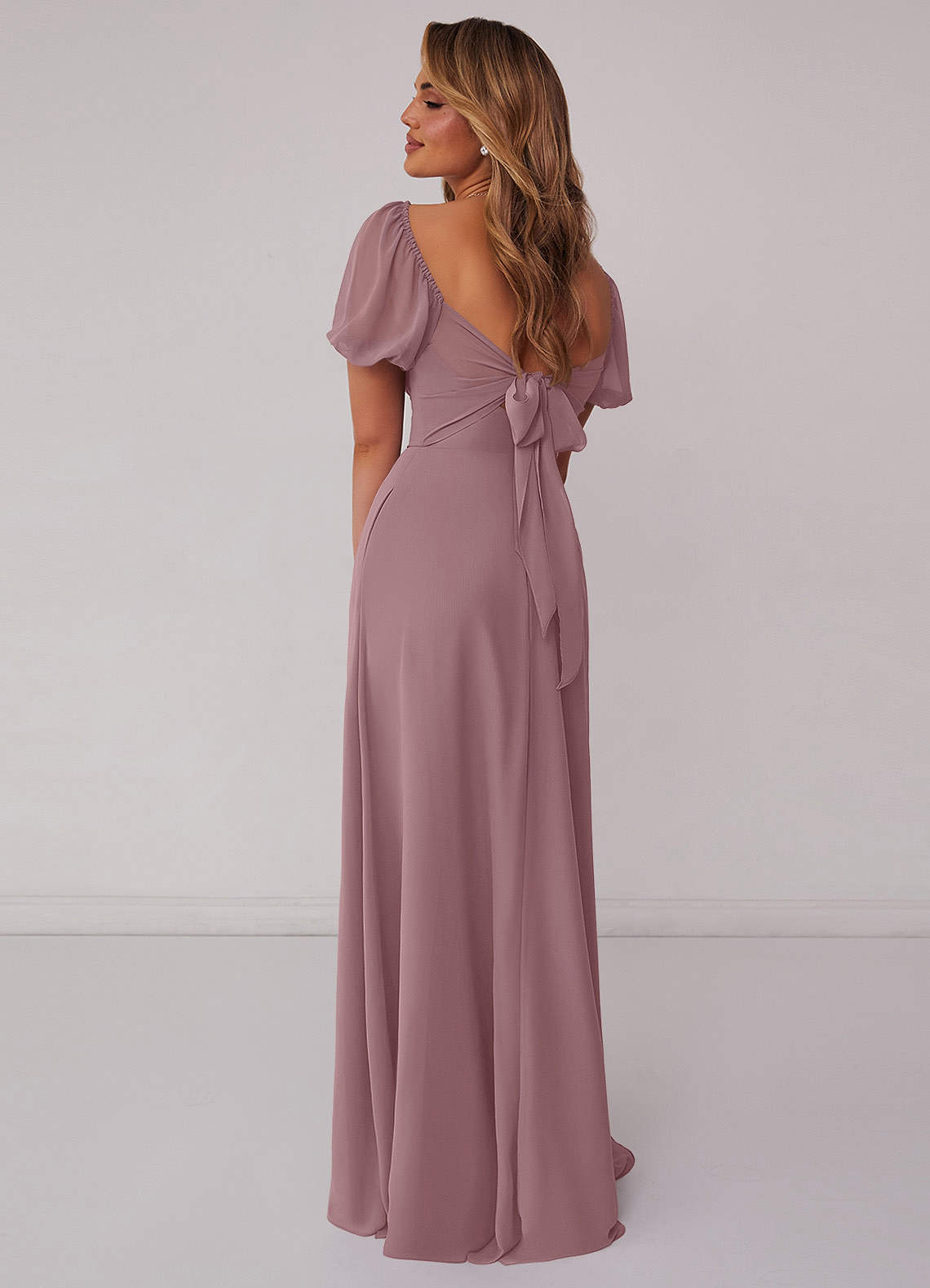 Barbie ♥ Azazie Bridesmaid Dresses Chiffon A-line Dress with Puff Sleeves image2