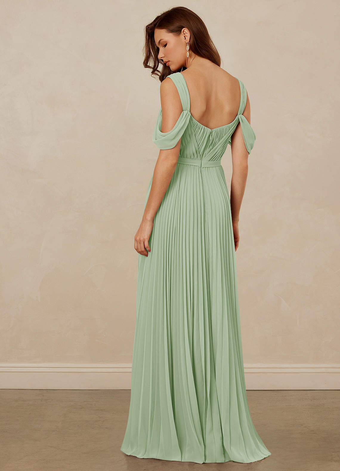 Christian Siriano Bridal for Azazie 1013 Bridesmaid Dresses Pleated Off Shoulder Chiffon A-Line Dress image3