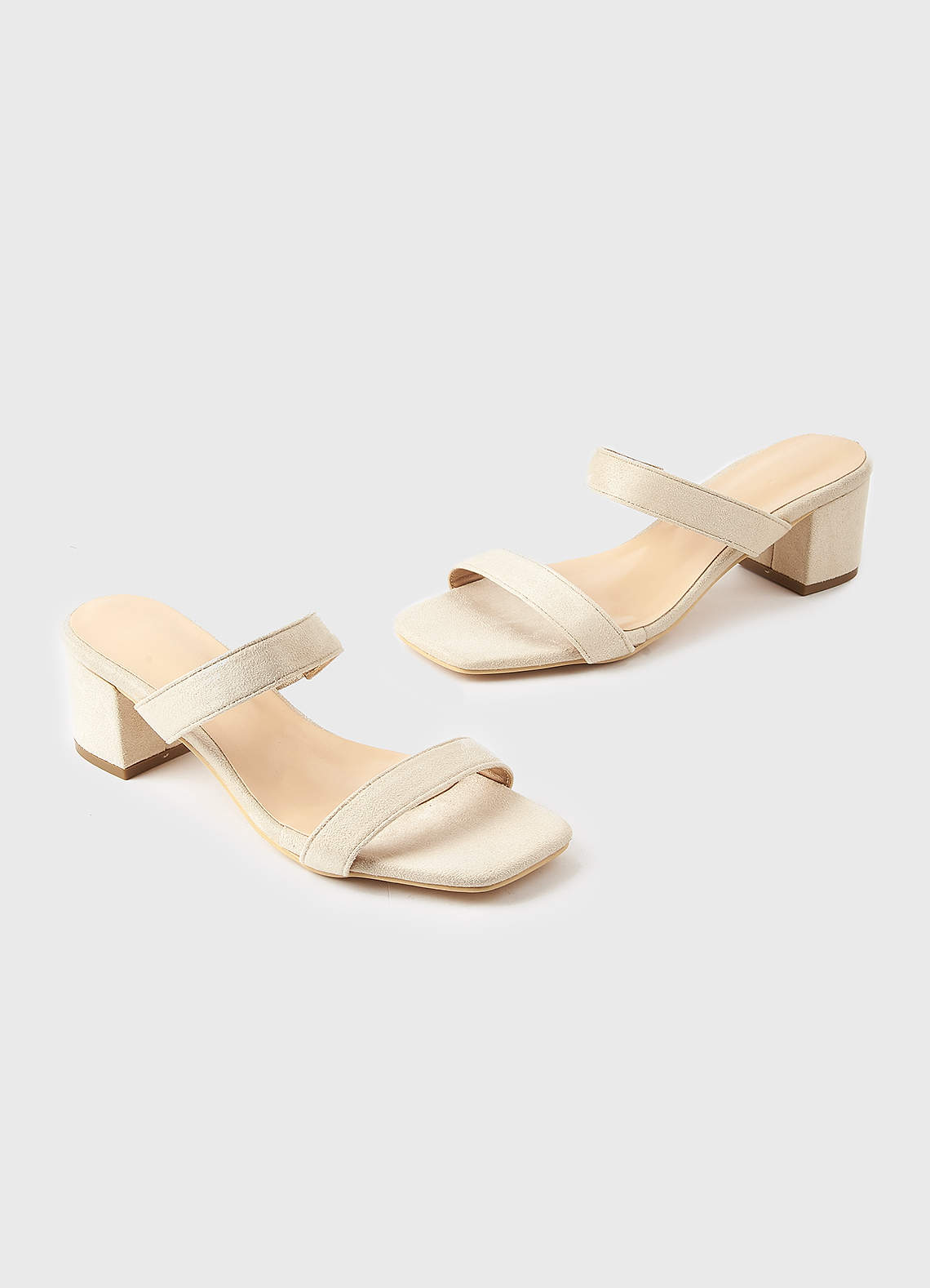 front Two Strap Low Chunky Heel Sandal