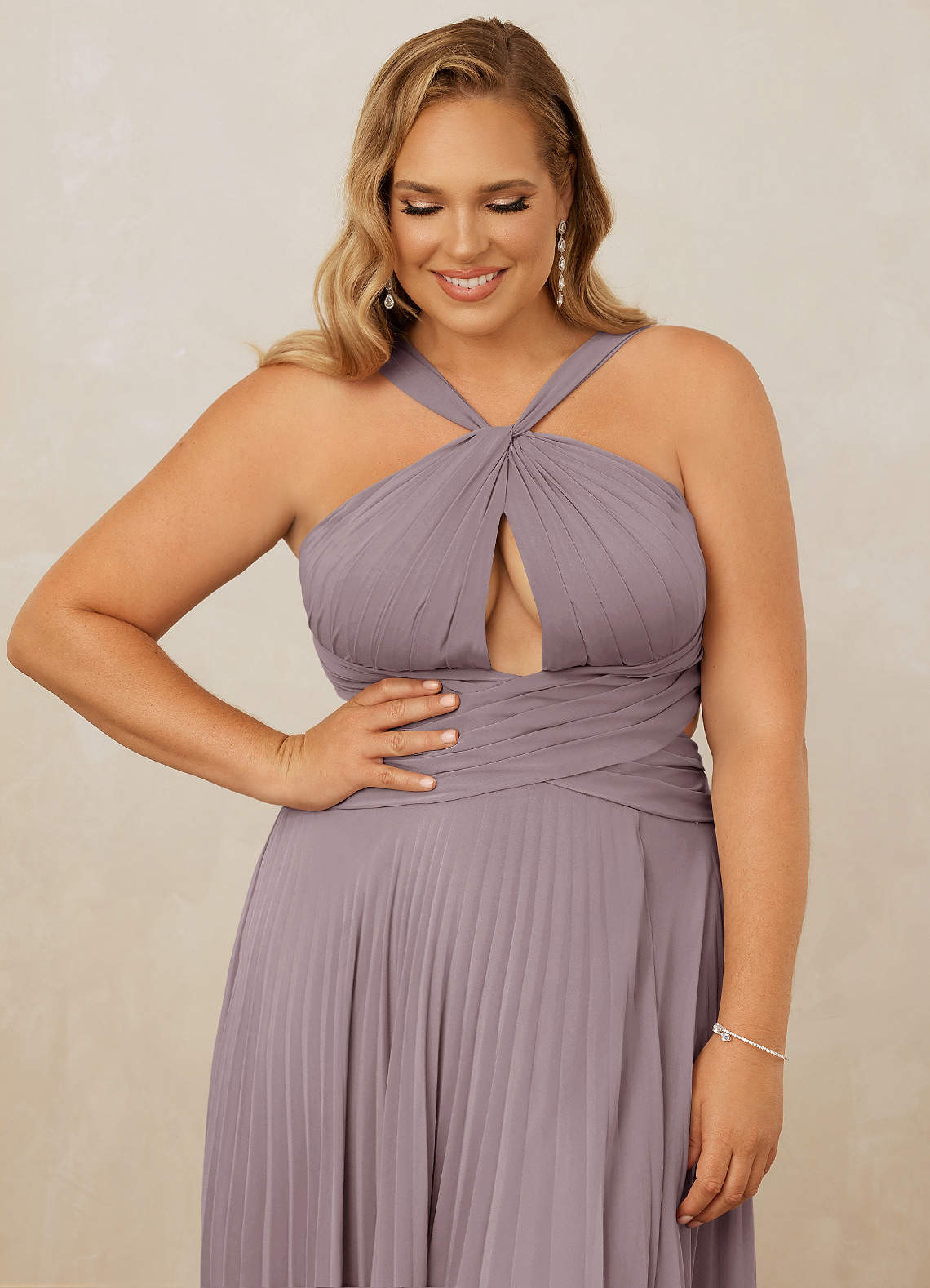 Christian Siriano Bridal for Azazie 1009 Bridesmaid Dresses Pleated Halter Chiffon A-Line Dress image12