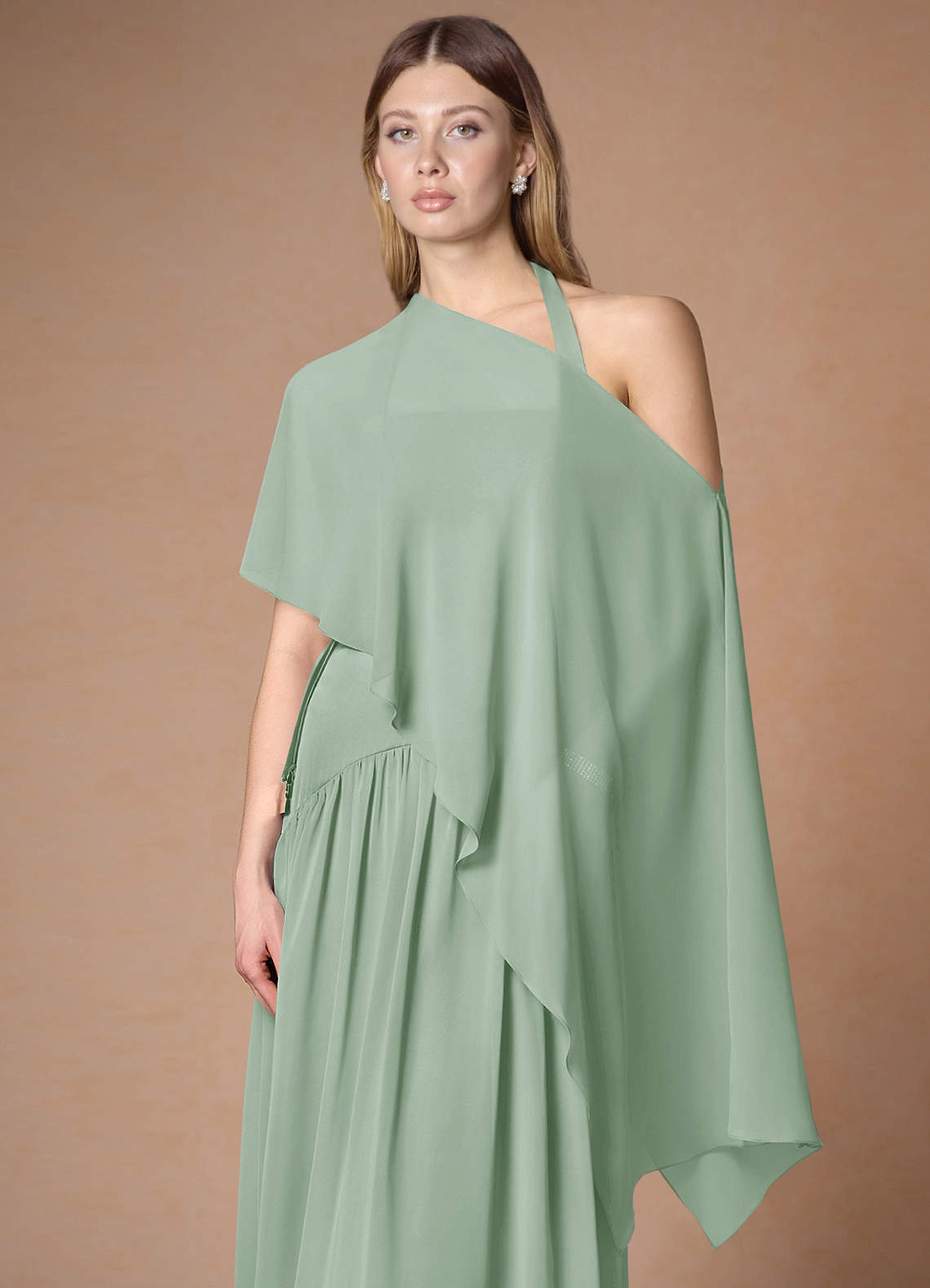 front Azazie Matching Color Chiffon Multiway Cape