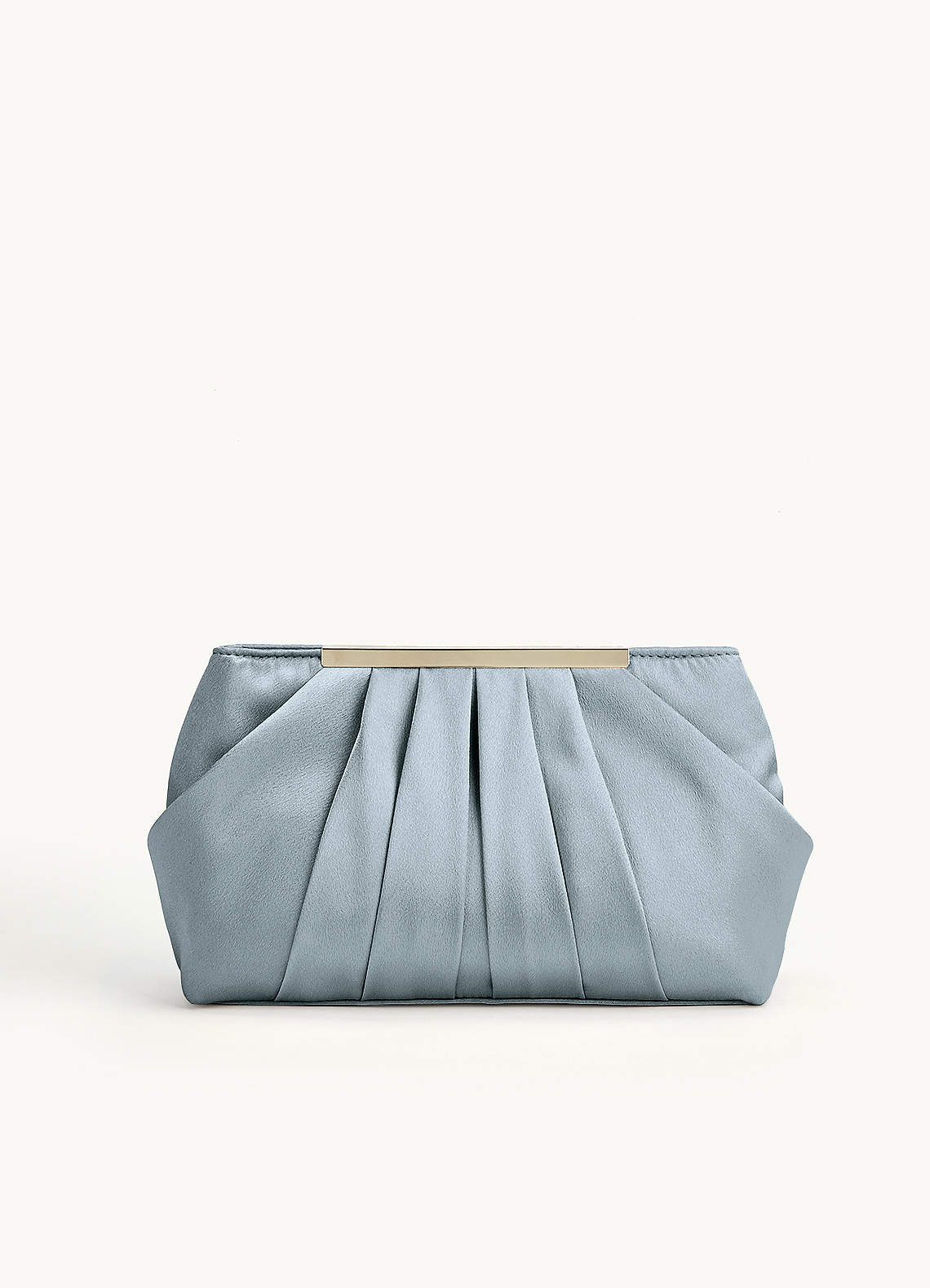 front Matching Color Metallic Satin Pleated Clutch