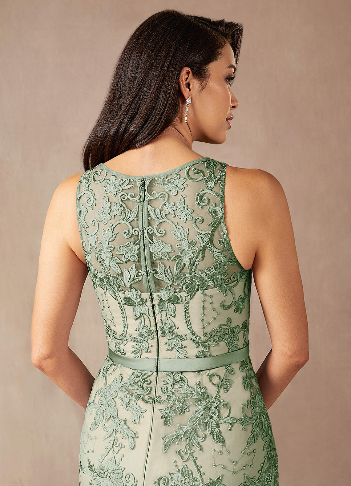 Azazie Herrin Mother of the Bride Dresses Dusty Sage Champagne Mermaid Lace Dress image6