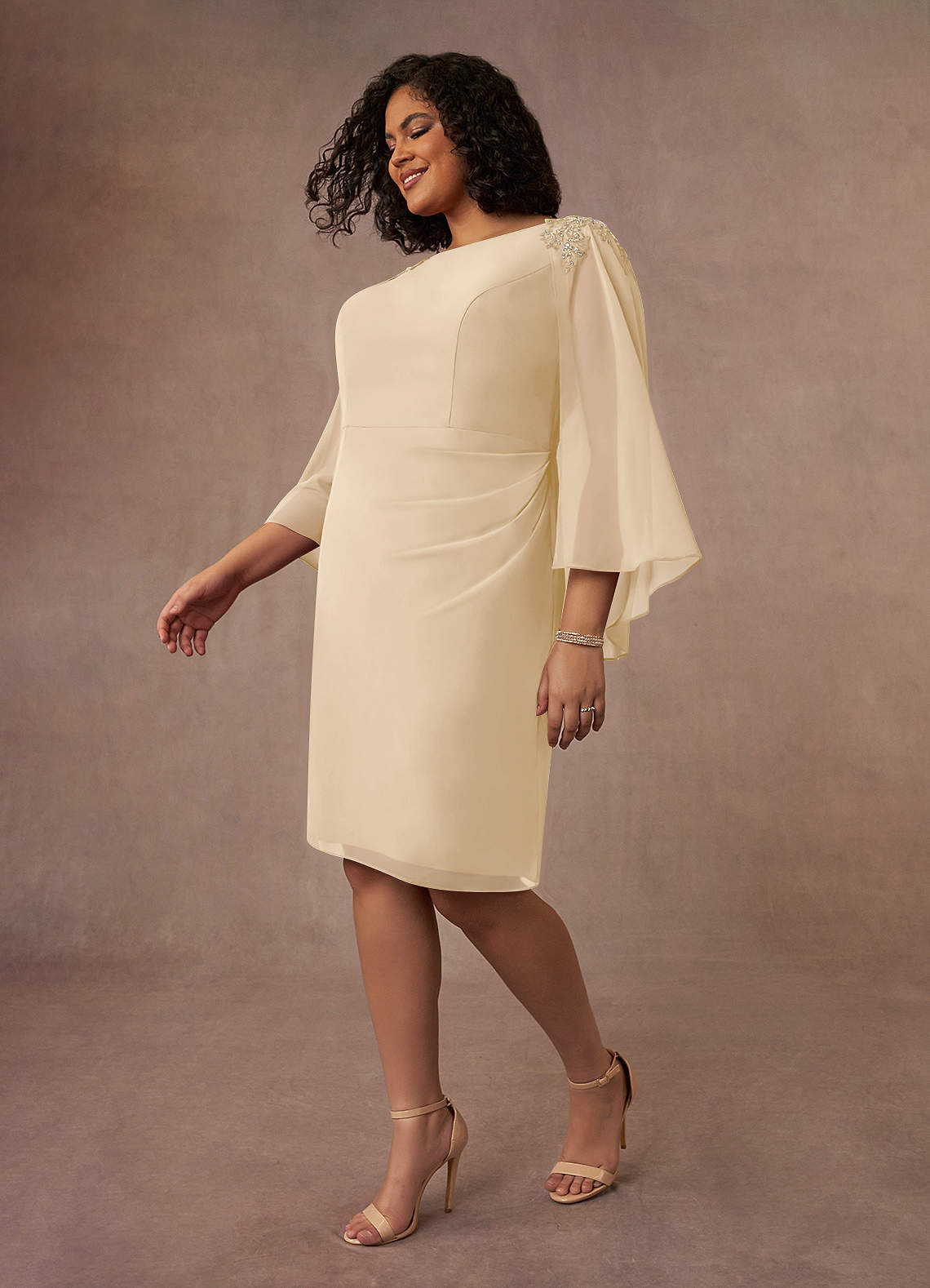 Azazie Carmela Mother of the Bride Dresses Champagne Sheath Lace Chiffon Dress image8