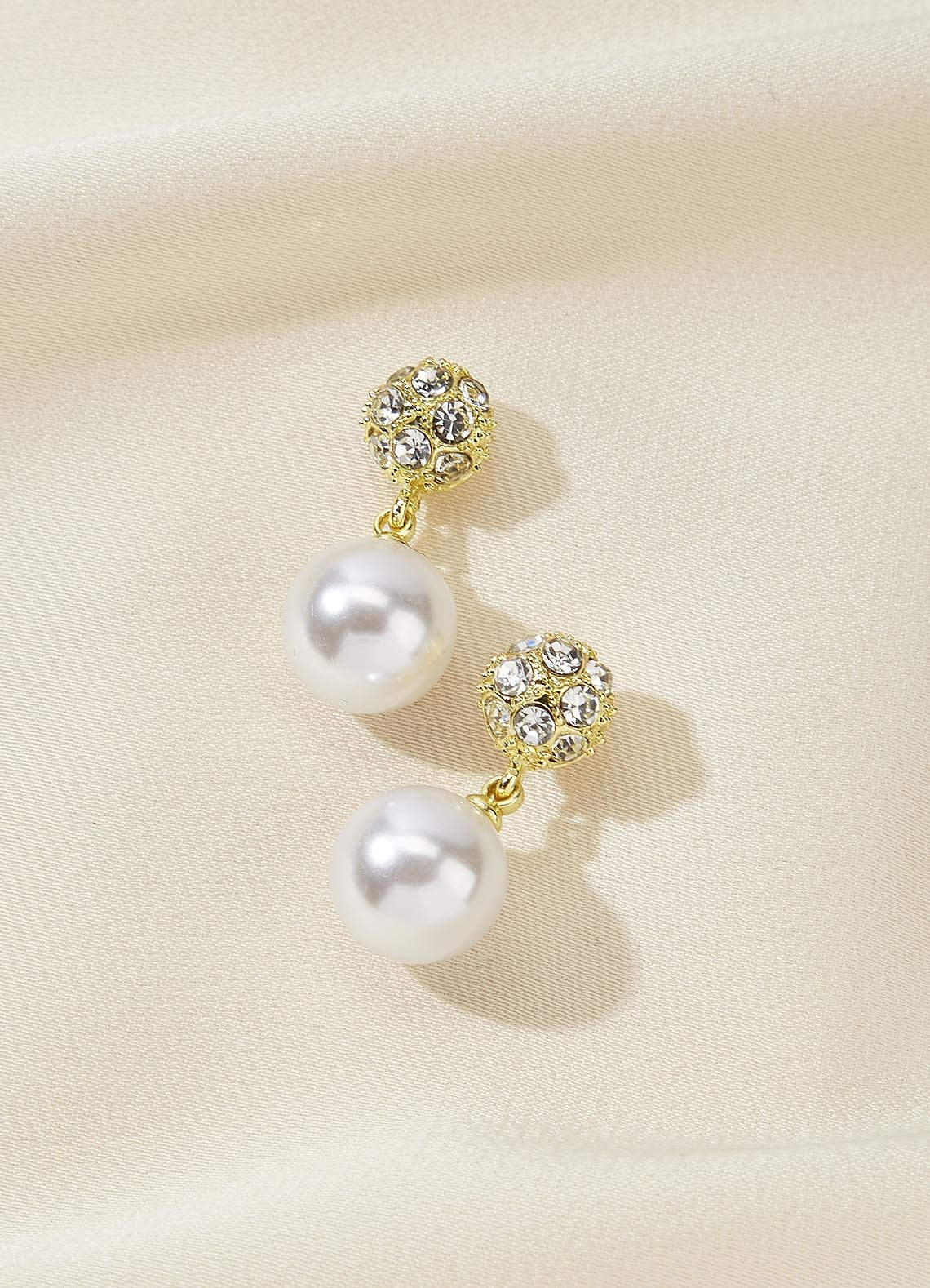 front Pearl and Rhinestone Stud Earring Set