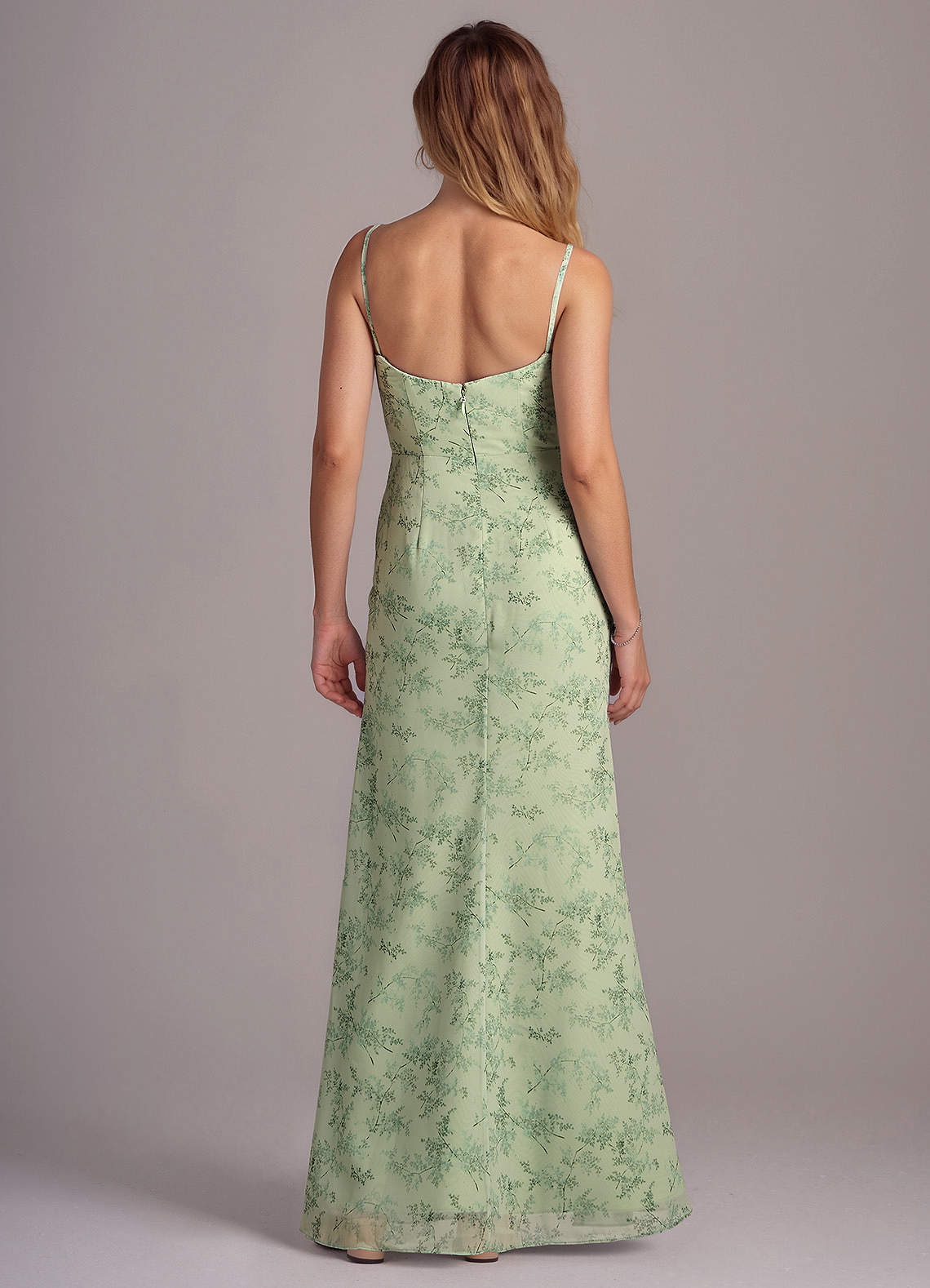 Azazie Saige Bridesmaid Dresses Green Fern Floral A-Line Off the Shoulder Chiffon Convertible Dress image7