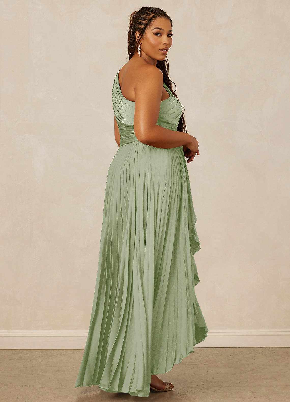 Christian Siriano Bridal for Azazie 1008 Bridesmaid Dresses Pleated One Shoulder Stretch Satin A-line Dress image12