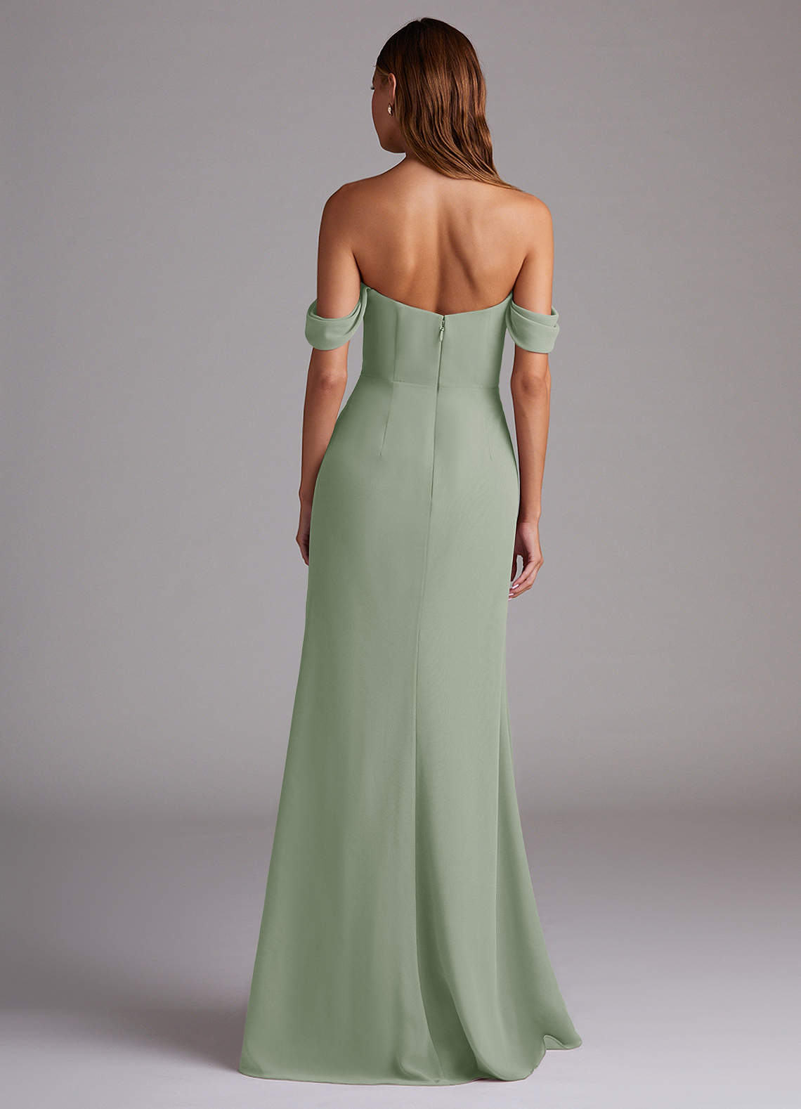 Azazie Saige Bridesmaid Dresses Dusty Sage A-Line Off the Shoulder Chiffon Convertible Dress image7