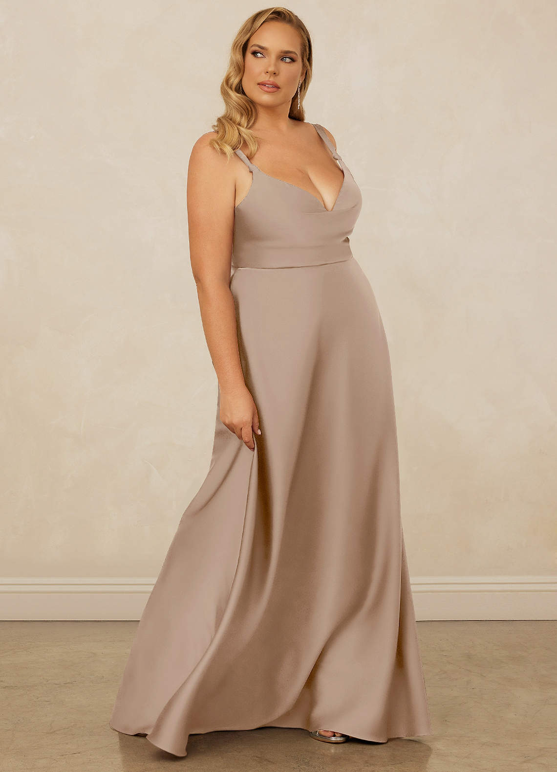 Christian Siriano Bridal for Azazie 1001 Bridesmaid Dresses Cowl Neck Stretch Satin A-line Dress image13