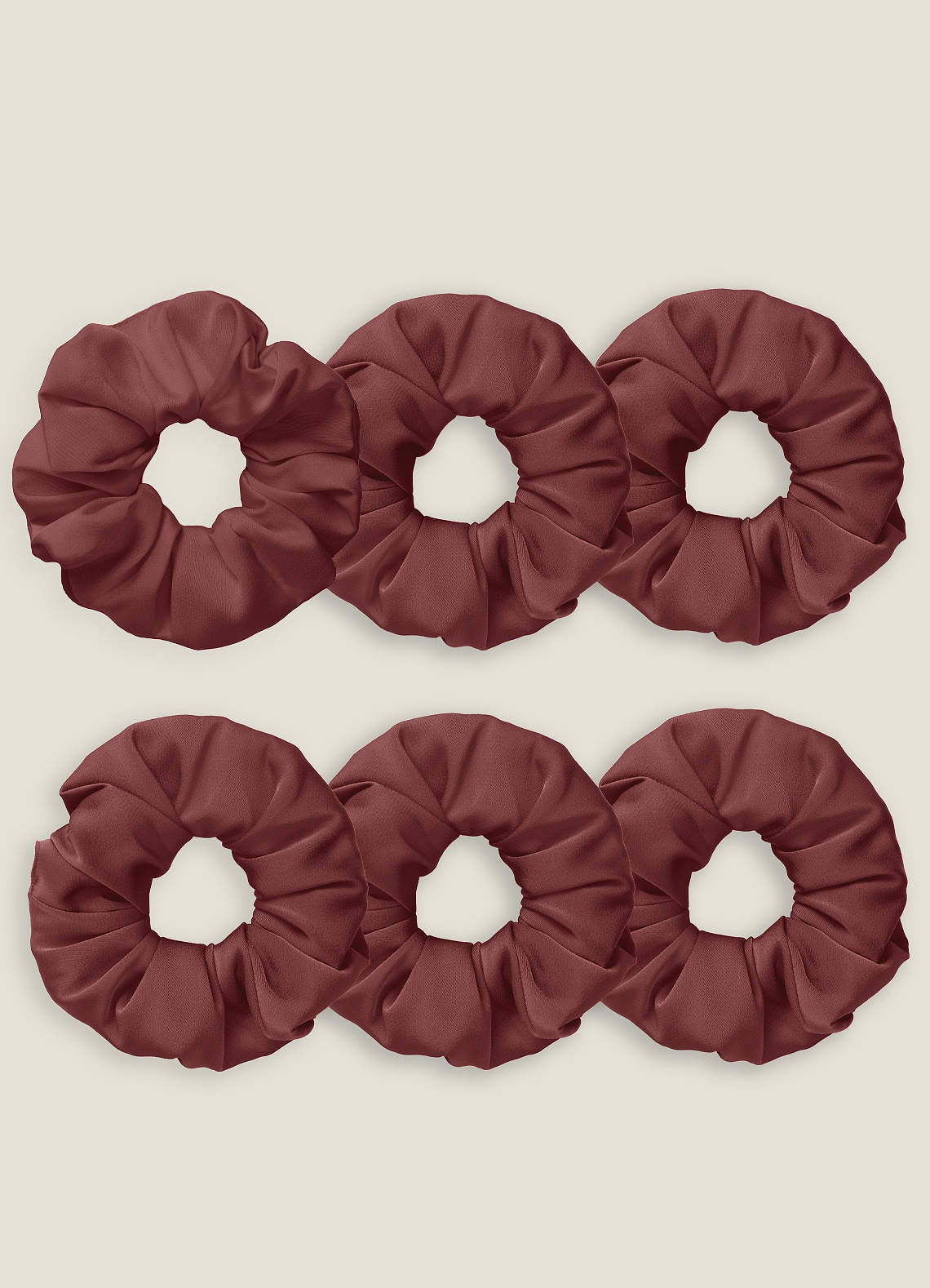 front Matching Color Six-Piece Bridesmaid Stretch Satin Over Size Scrunchie Set