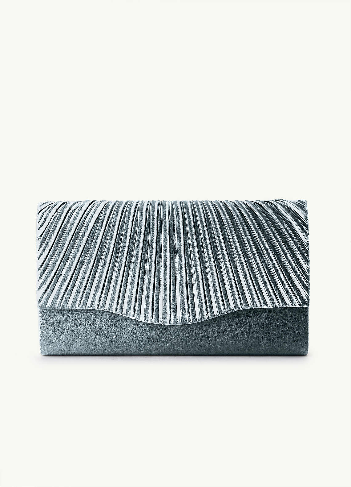 front Matching Color Pleated Metallic Satin Envelope Clutch