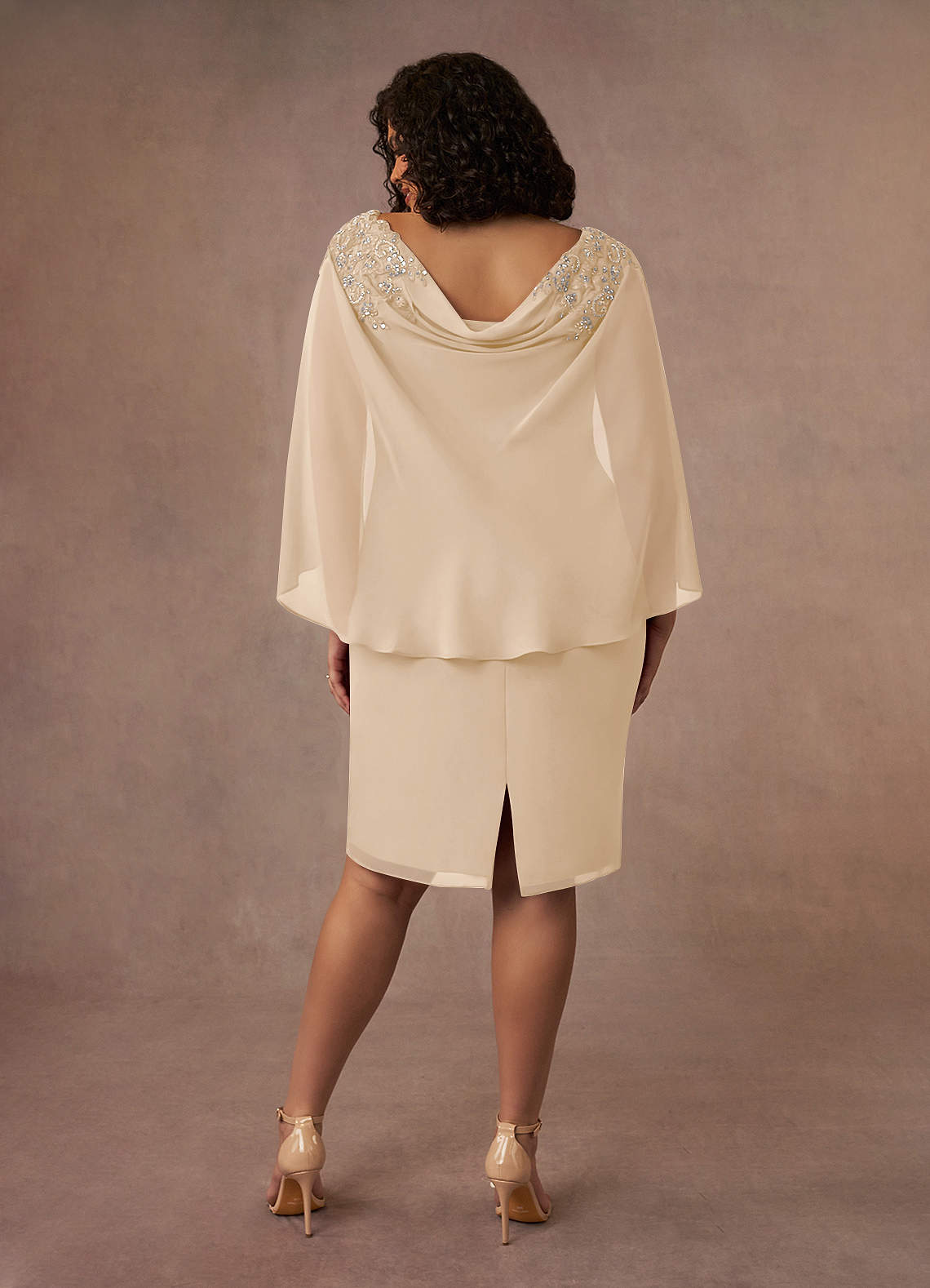 Azazie Carmela Mother of the Bride Dresses Champagne Sheath Lace Chiffon Dress image10
