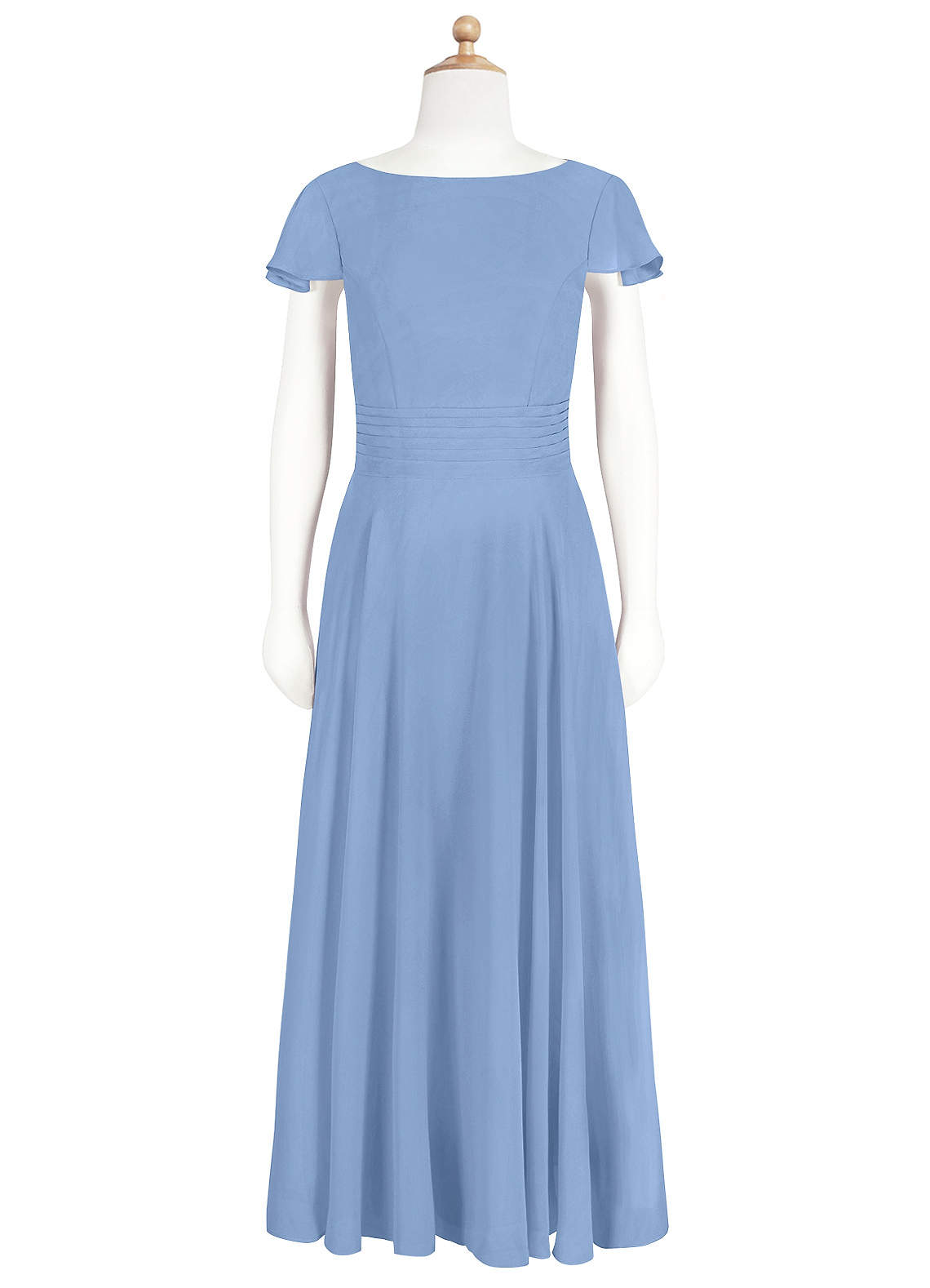 Azazie Payton Junior Steel Blue A-Line Bow Chiffon Dress image5