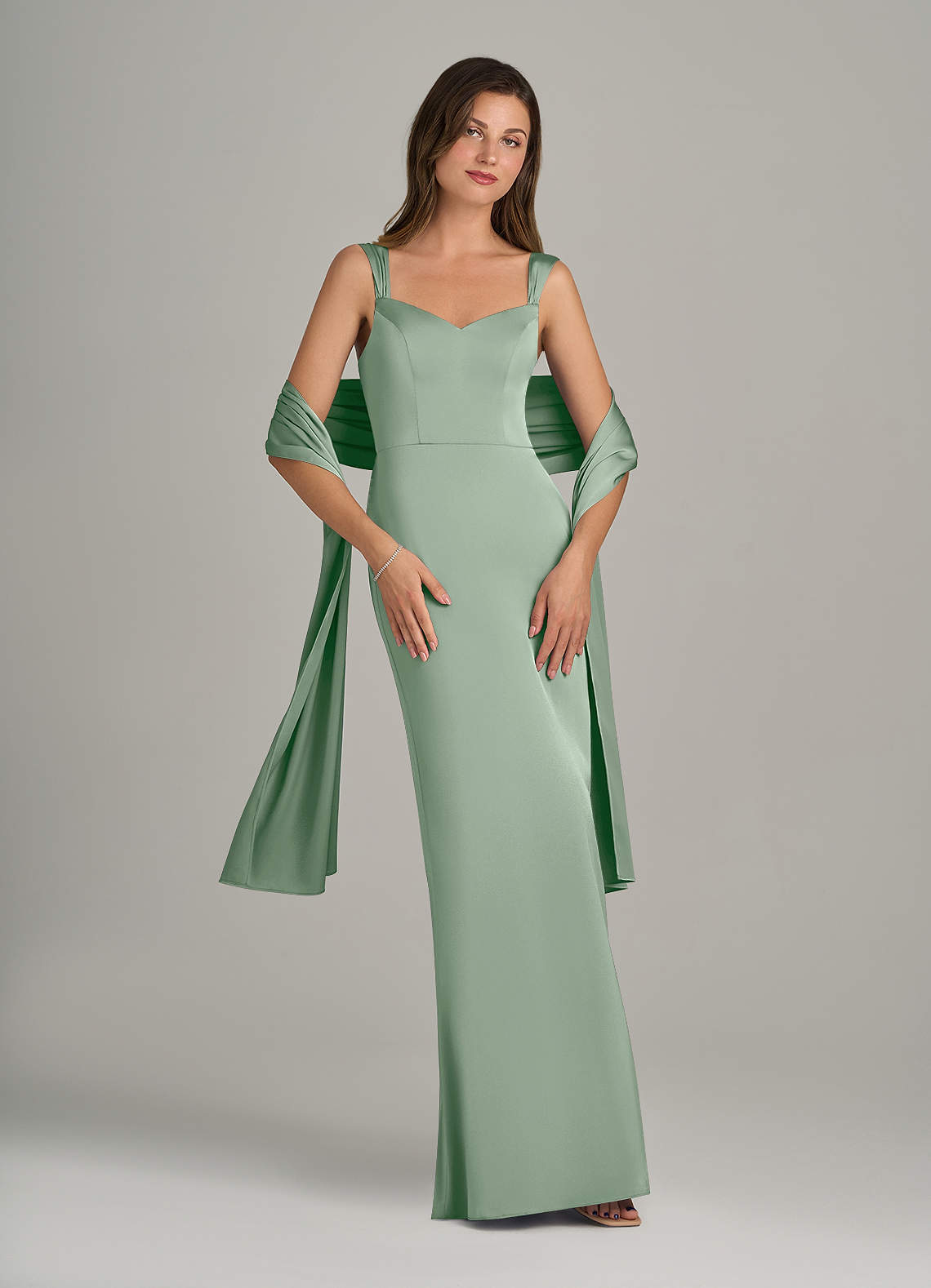 front Azazie Matching Color Stretch Satin Shawl