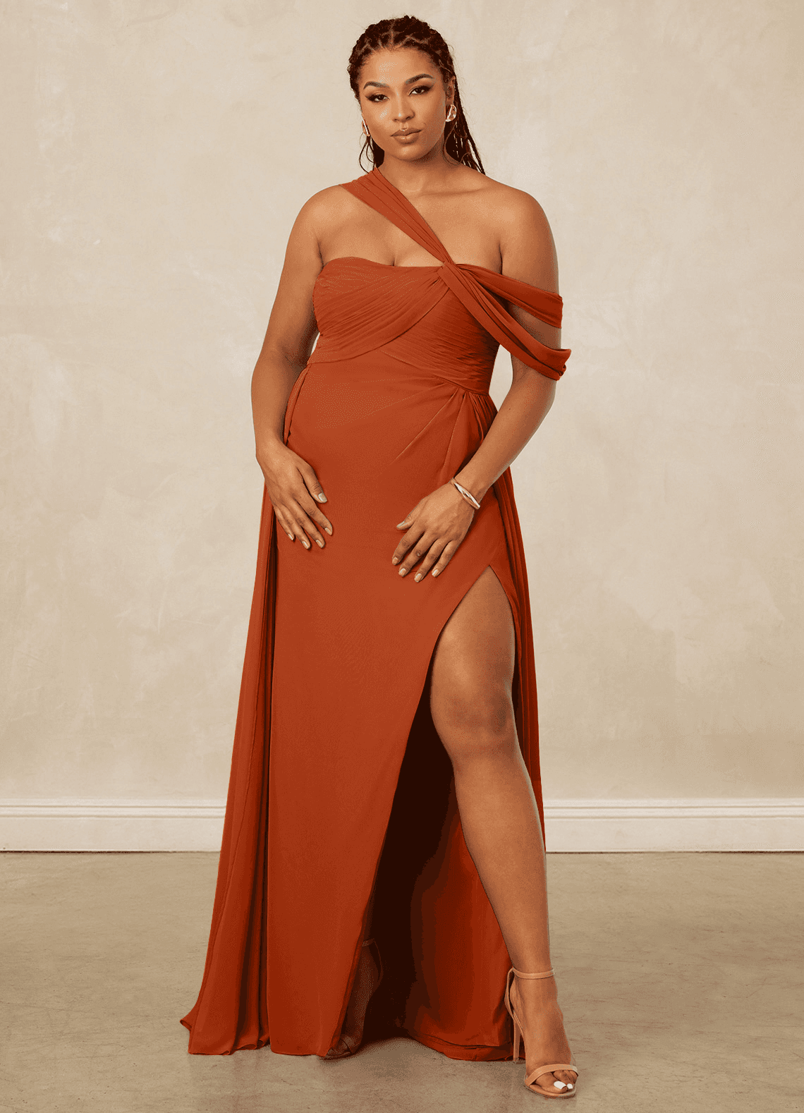 Christian Siriano Bridal for Azazie 1014 Bridesmaid Dresses Draped One-Shoulder Chiffon A-line Dress image11