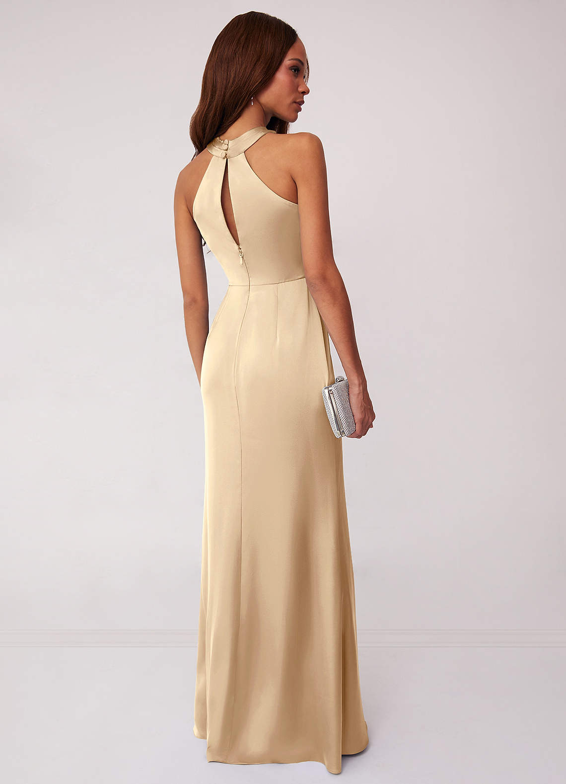 Barbie ♥ Azazie Bridesmaid Dresses Keyhole Halter Stretch Satin Sheath Dress image1