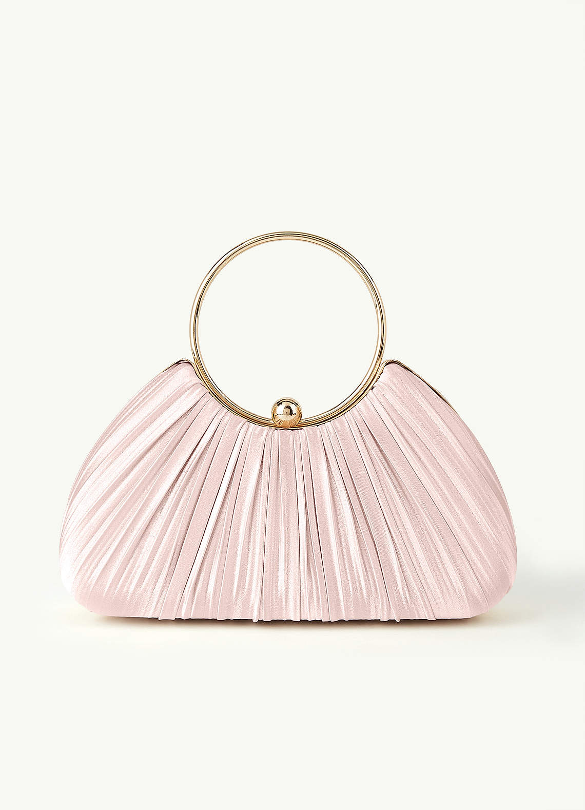 front Matching Color Metallic Satin Pleated Handbag
