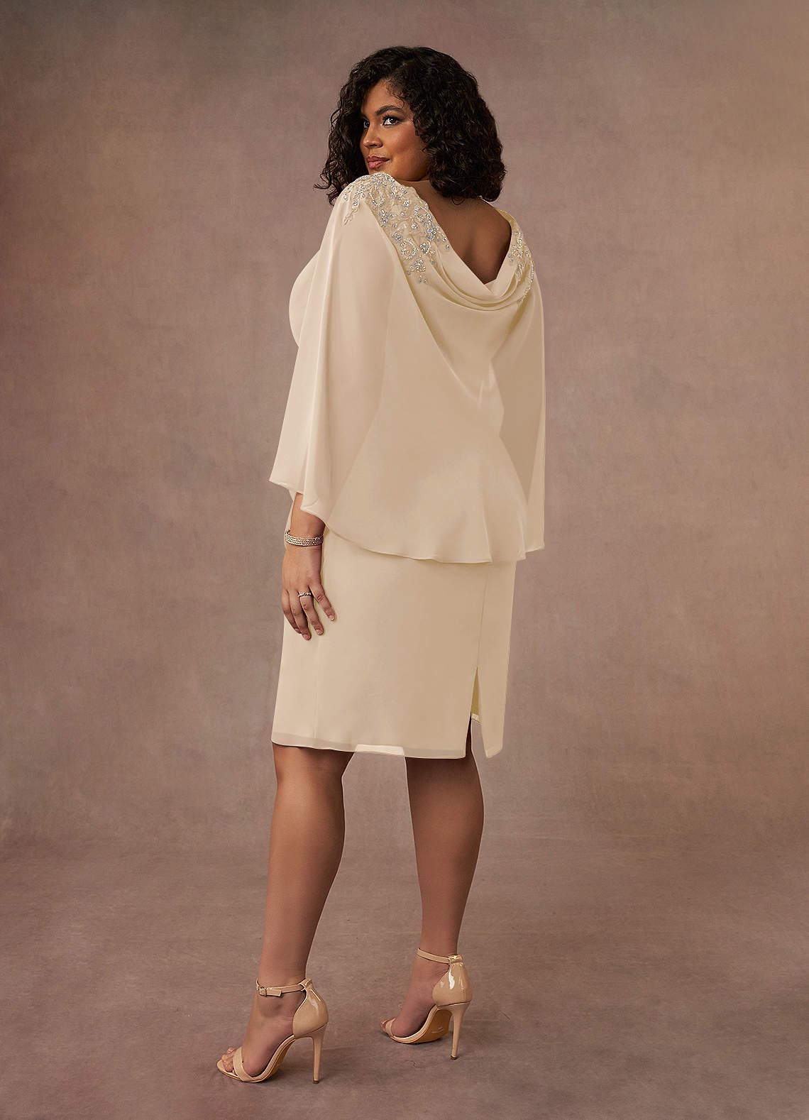 Azazie Carmela Mother of the Bride Dresses Champagne Sheath Lace Chiffon Dress image9