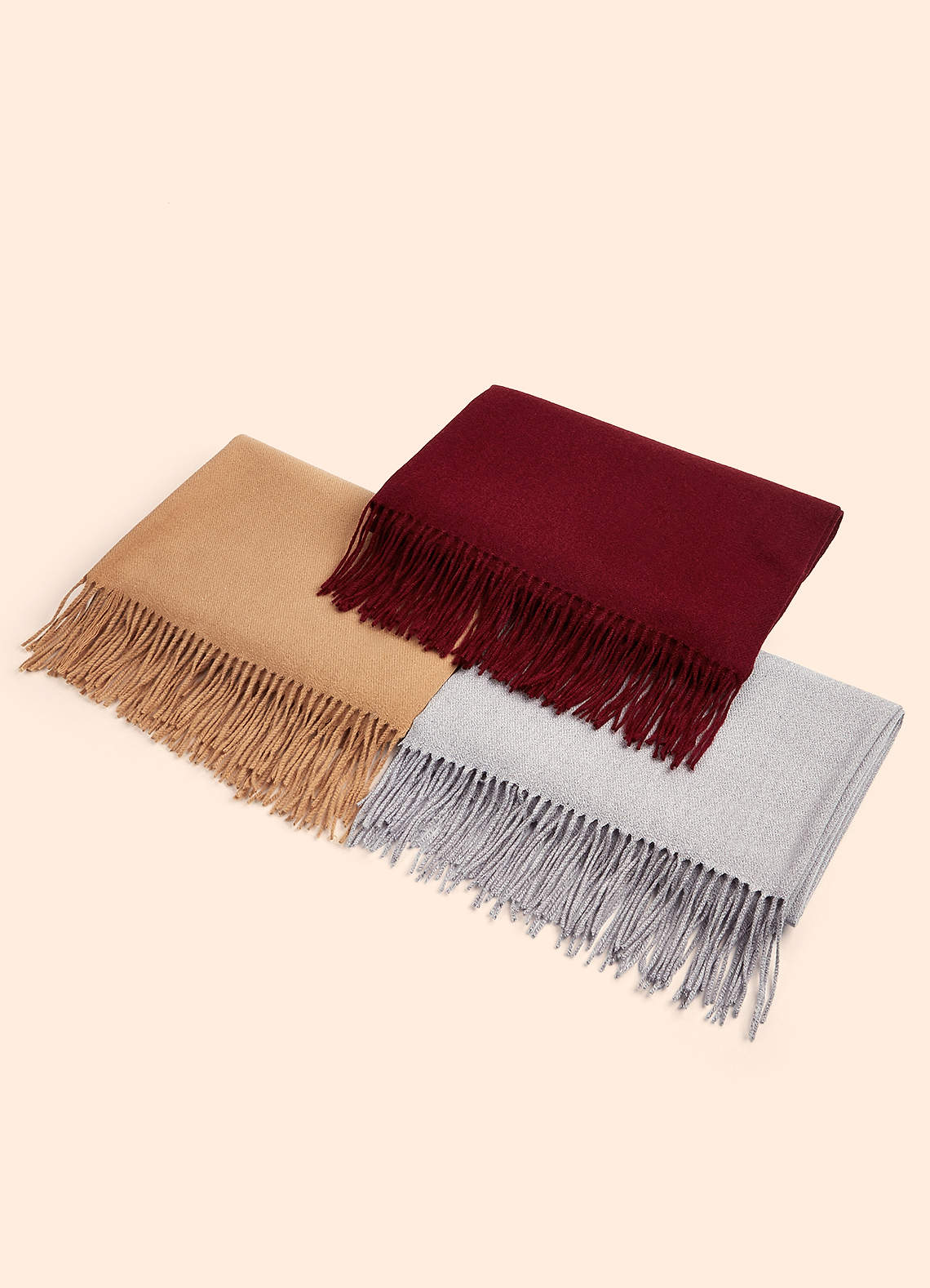 front Scarf Solid Fringe Shawl