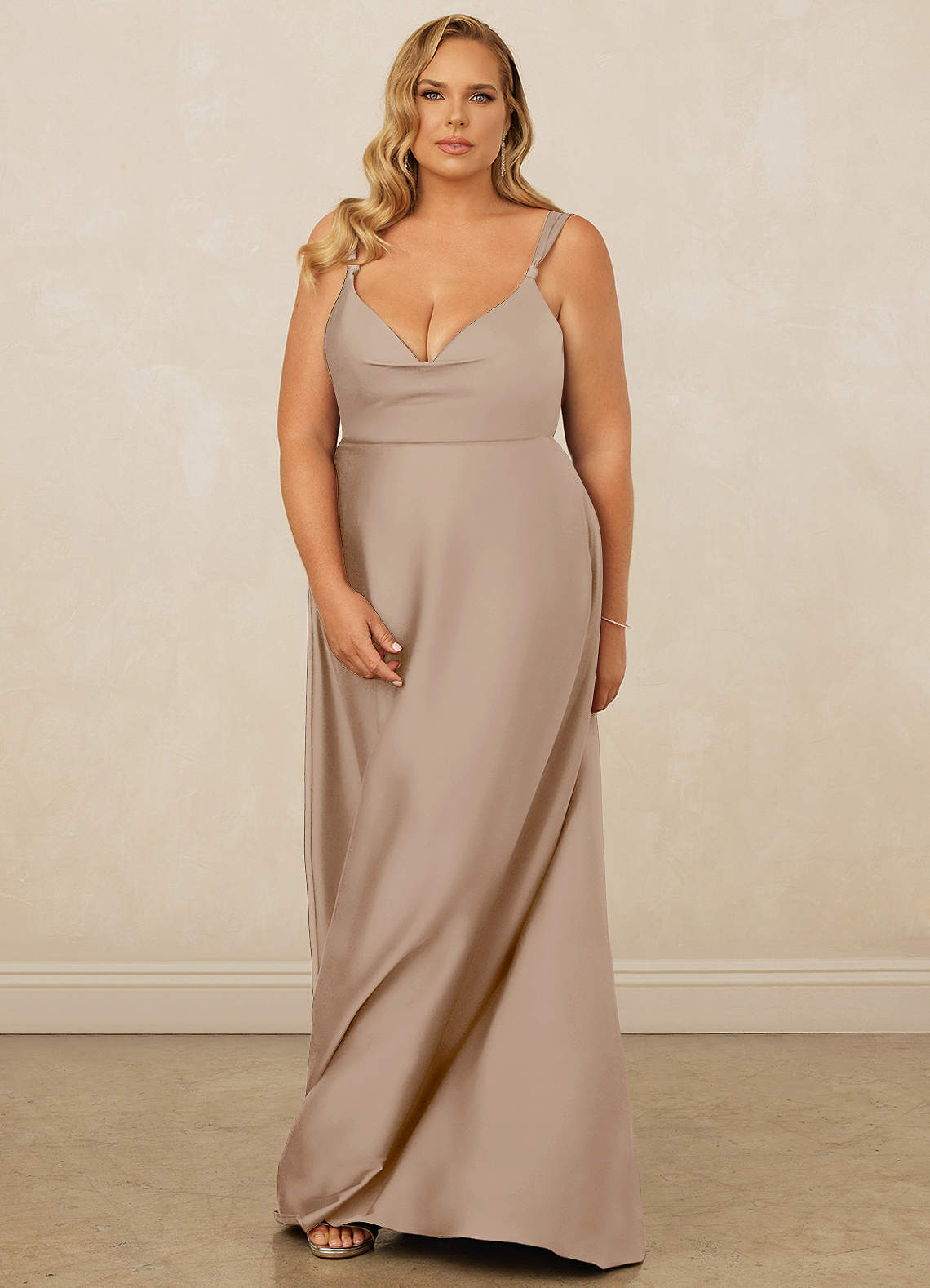Christian Siriano Bridal for Azazie 1001 Bridesmaid Dresses Cowl Neck Stretch Satin A-line Dress image14