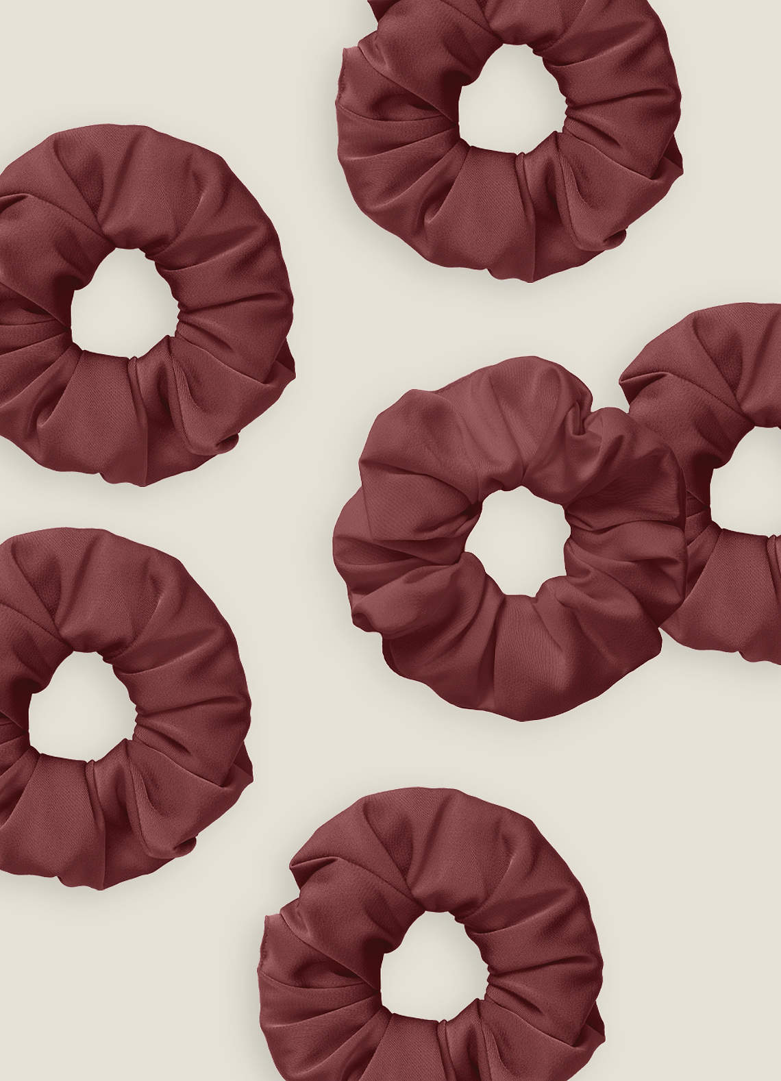 front Matching Color Six-Piece Bridesmaid Stretch Satin Over Size Scrunchie Set
