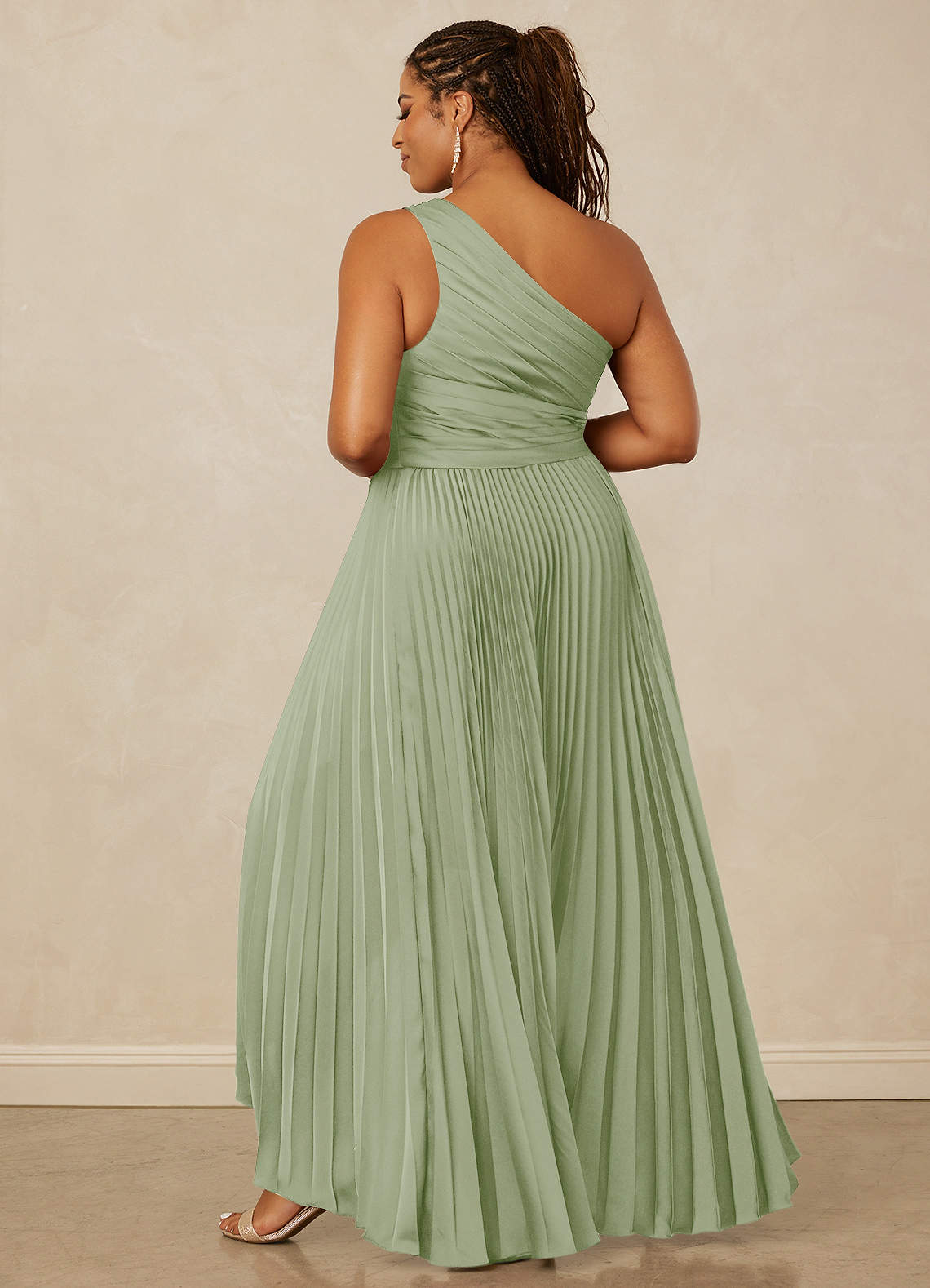 Christian Siriano Bridal for Azazie 1008 Bridesmaid Dresses Pleated One Shoulder Stretch Satin A-line Dress image13