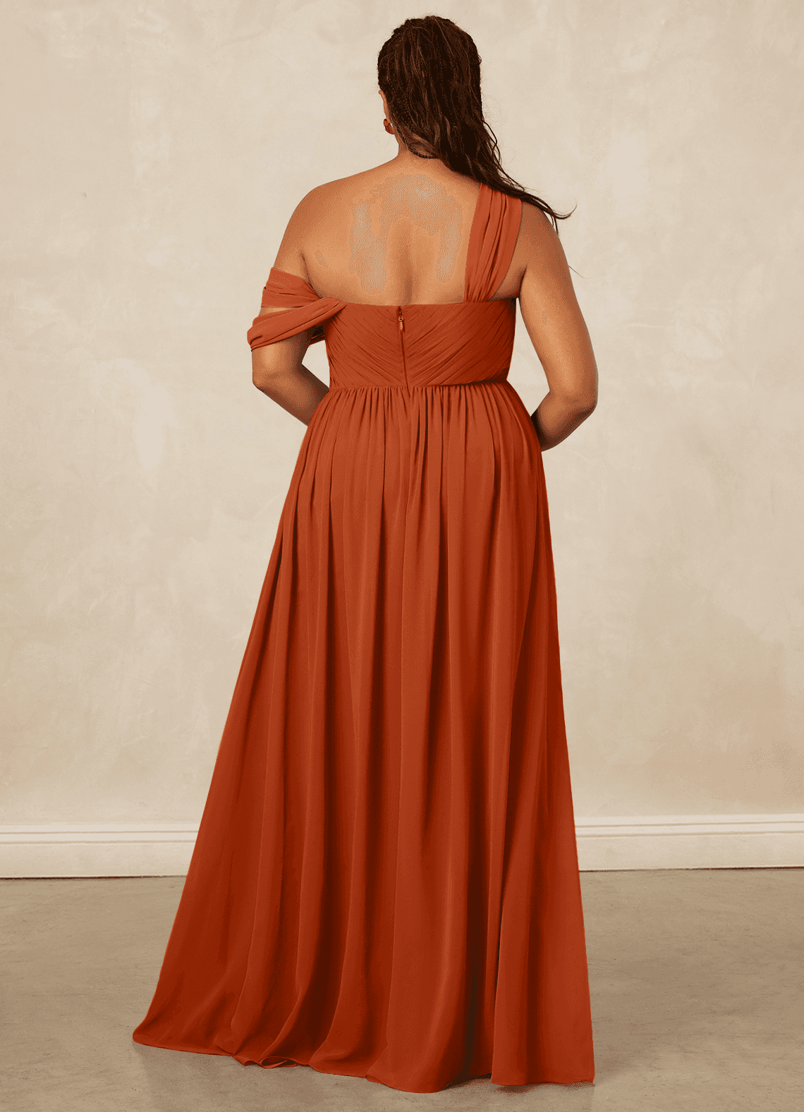 Christian Siriano Bridal for Azazie 1014 Bridesmaid Dresses Draped One-Shoulder Chiffon A-line Dress image16
