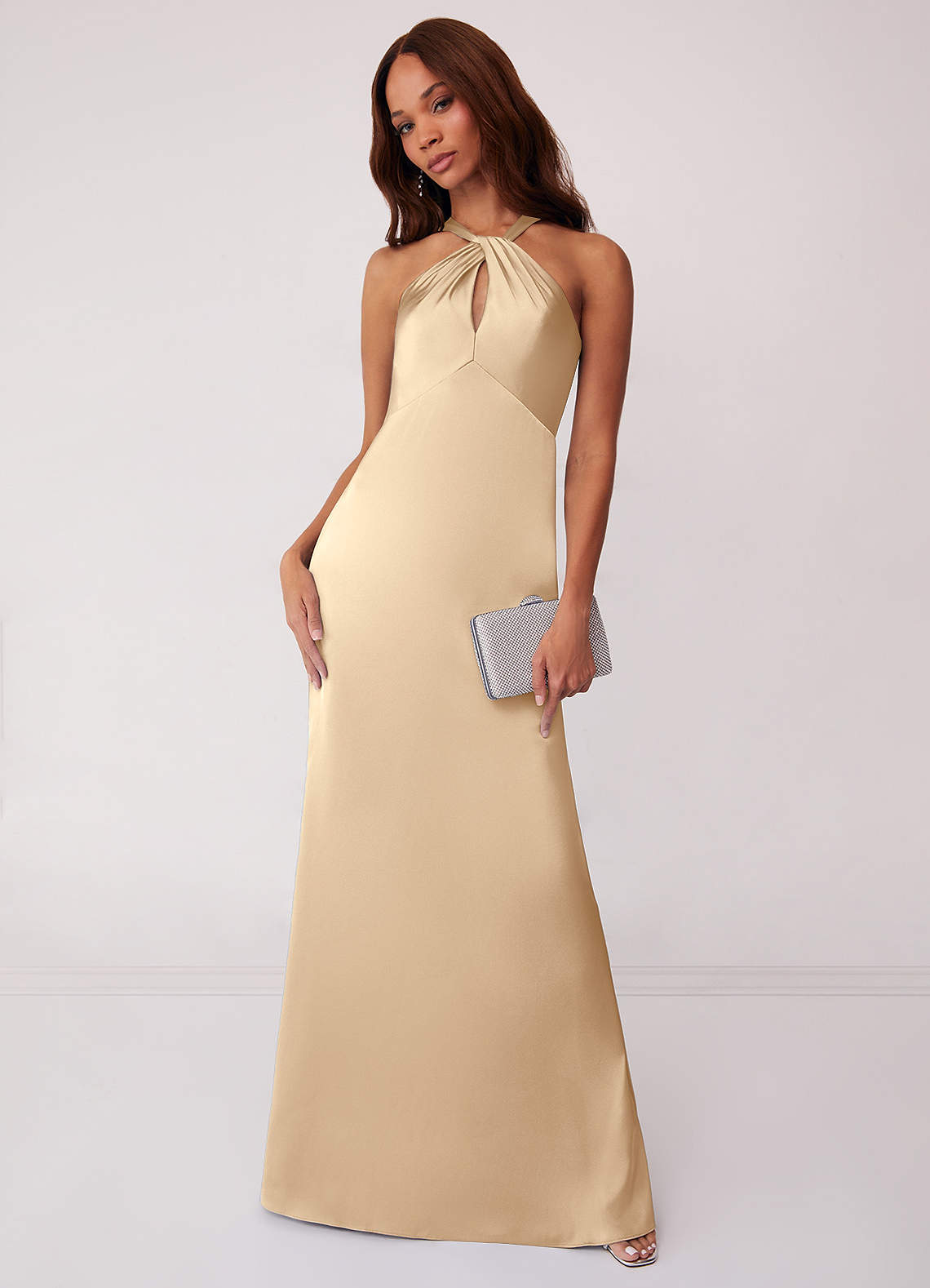 Barbie ♥ Azazie Bridesmaid Dresses Keyhole Halter Stretch Satin Sheath Dress image1