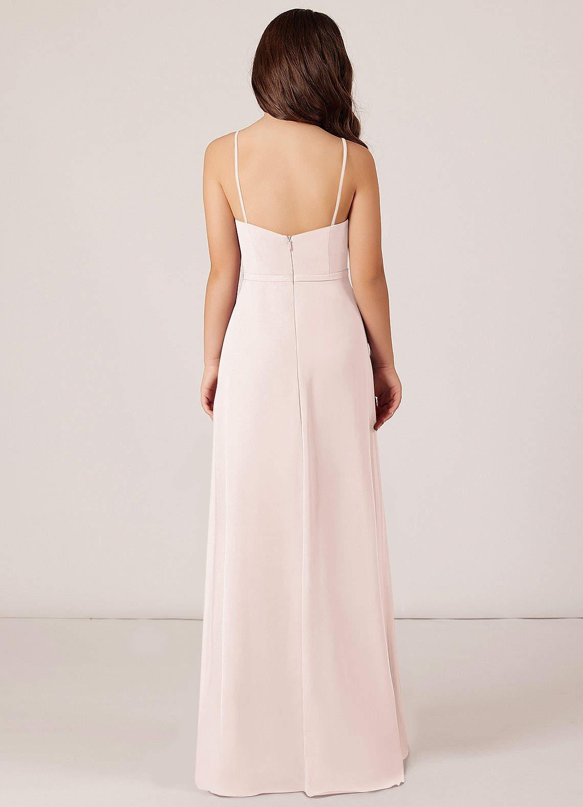 Azazie Kaylee Junior Rose Petal A-Line with Belt Chiffon Dress image1