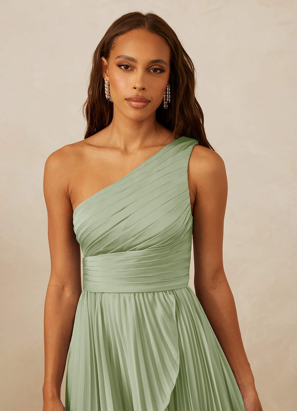Christian Siriano Bridal for Azazie 1008 Bridesmaid Dresses Pleated One Shoulder Stretch Satin A-line Dress image7