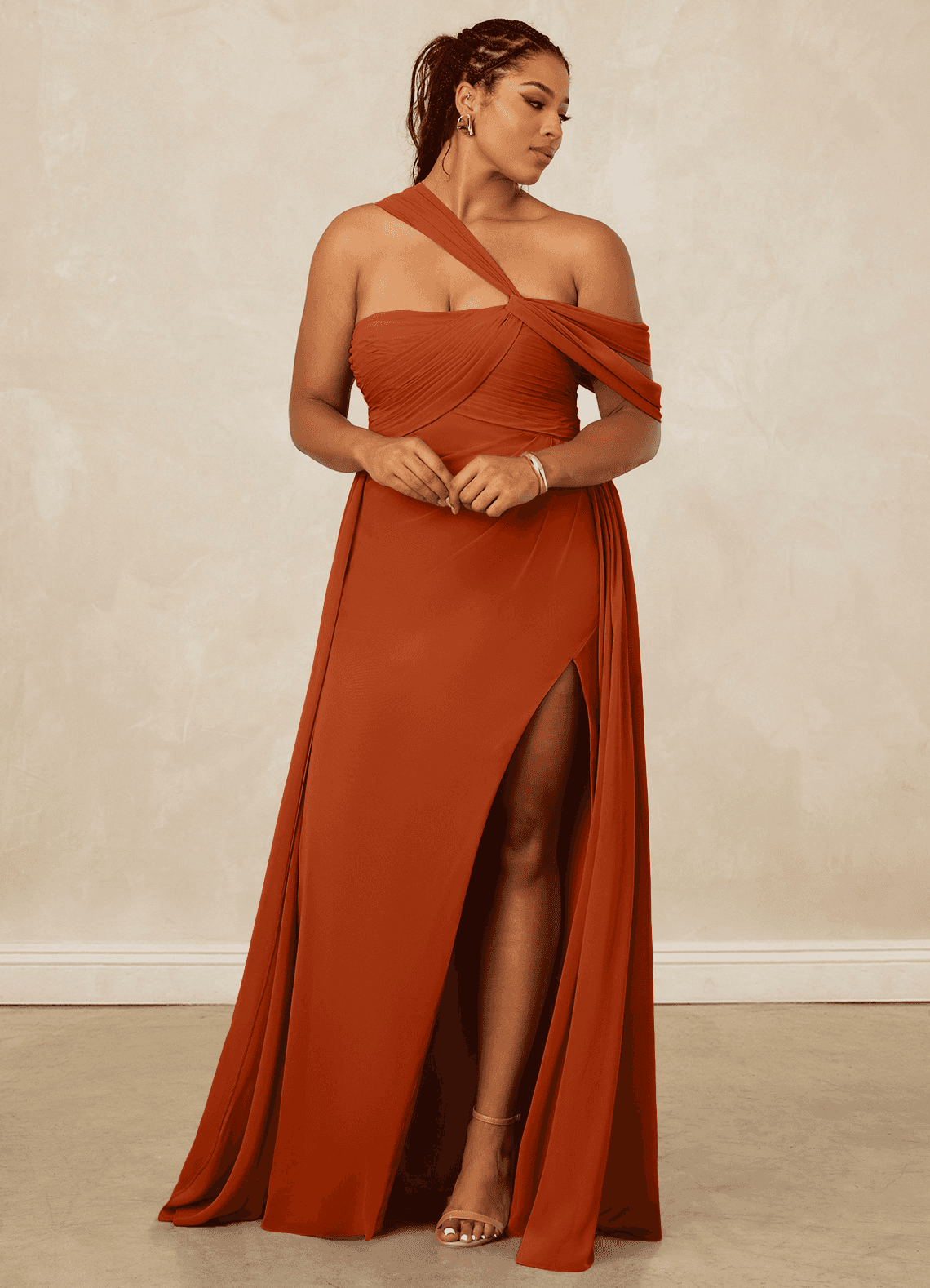 Christian Siriano Bridal for Azazie 1014 Bridesmaid Dresses Draped One-Shoulder Chiffon A-line Dress image12