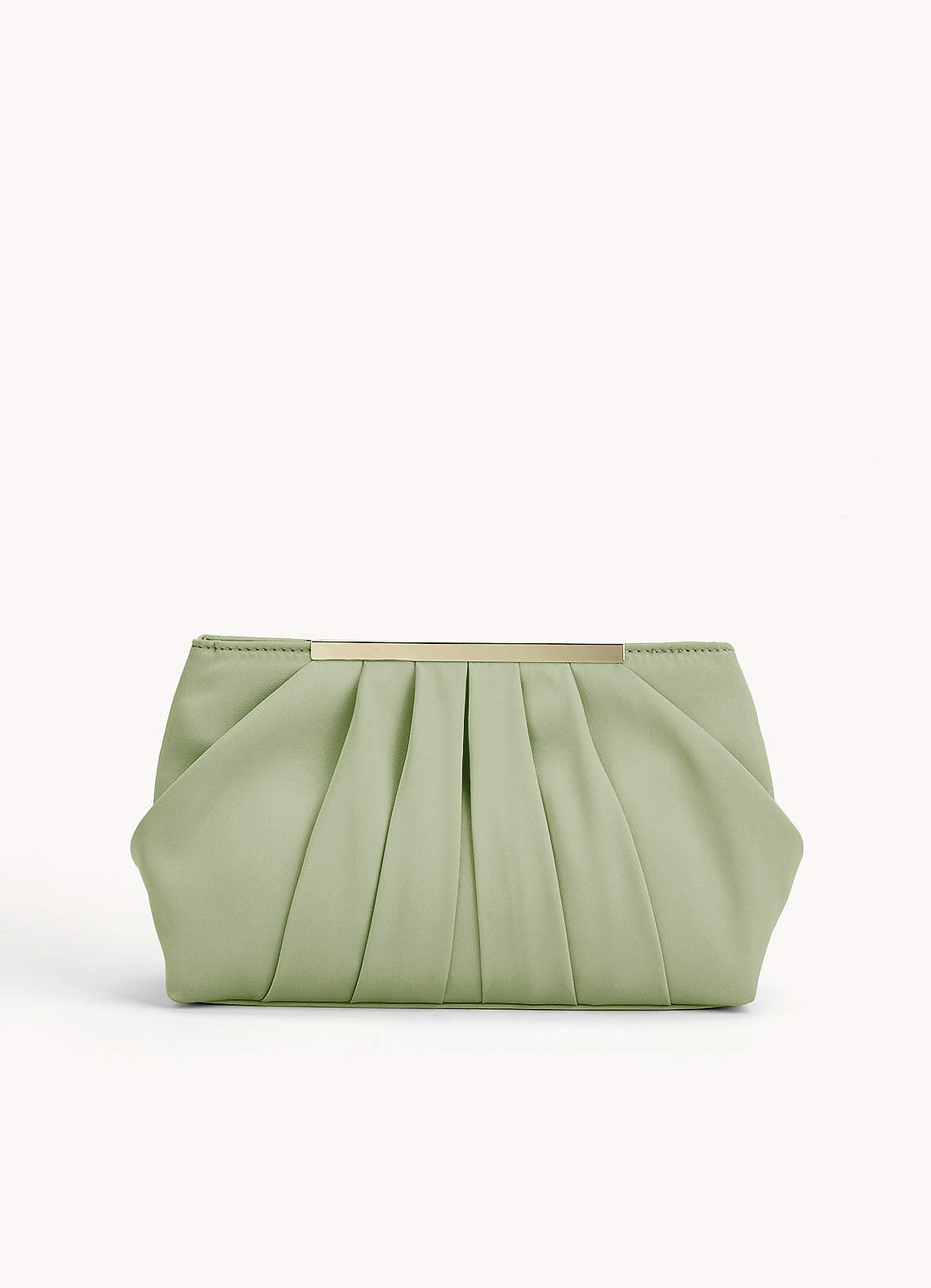 front Matching Color Stretch Satin Pleated Clutch