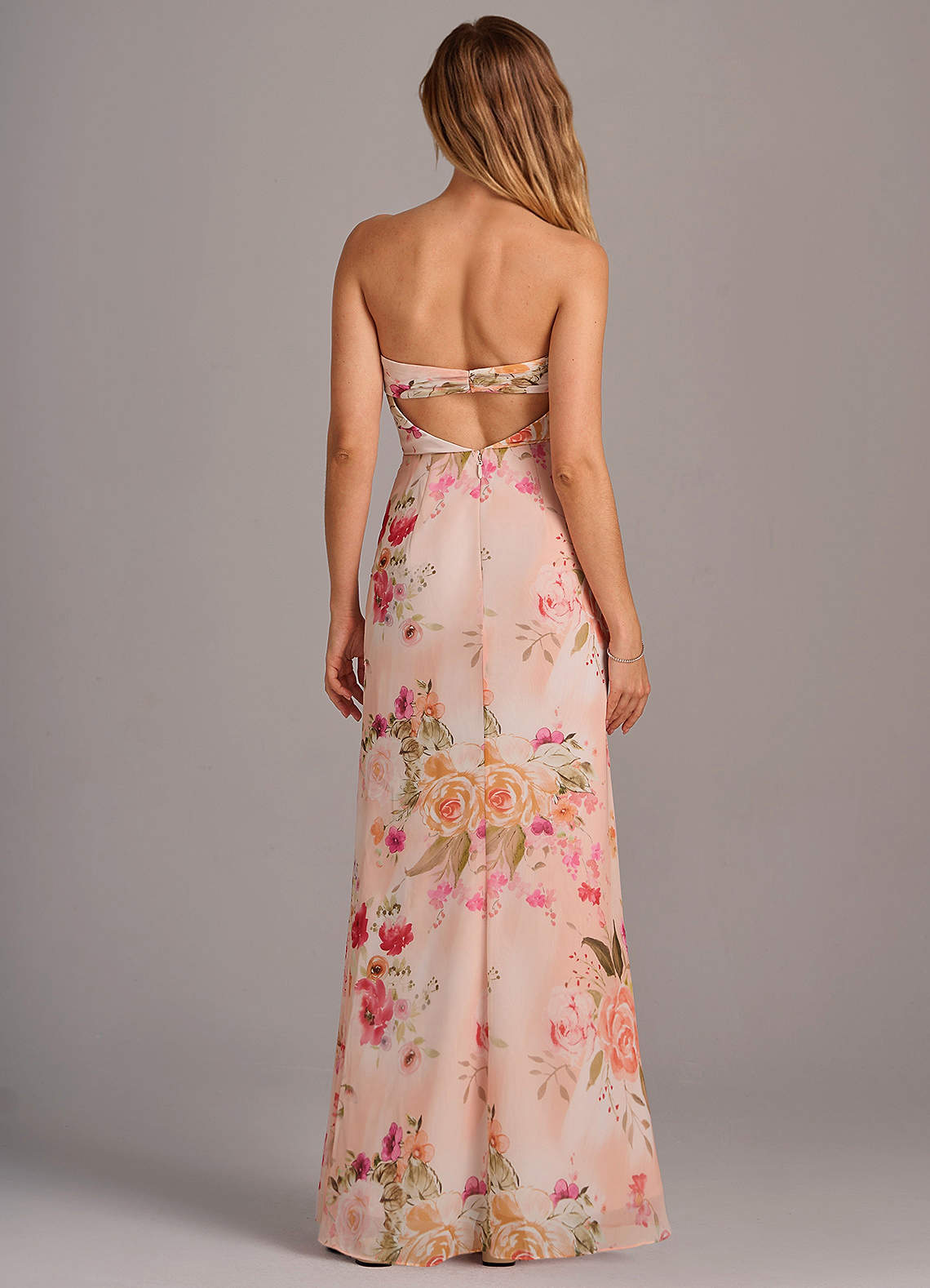 Azazie Leonis Bridesmaid Dresses Abstract Bouquet Floral Sheath Strapless Chiffon Convertible Dress image3
