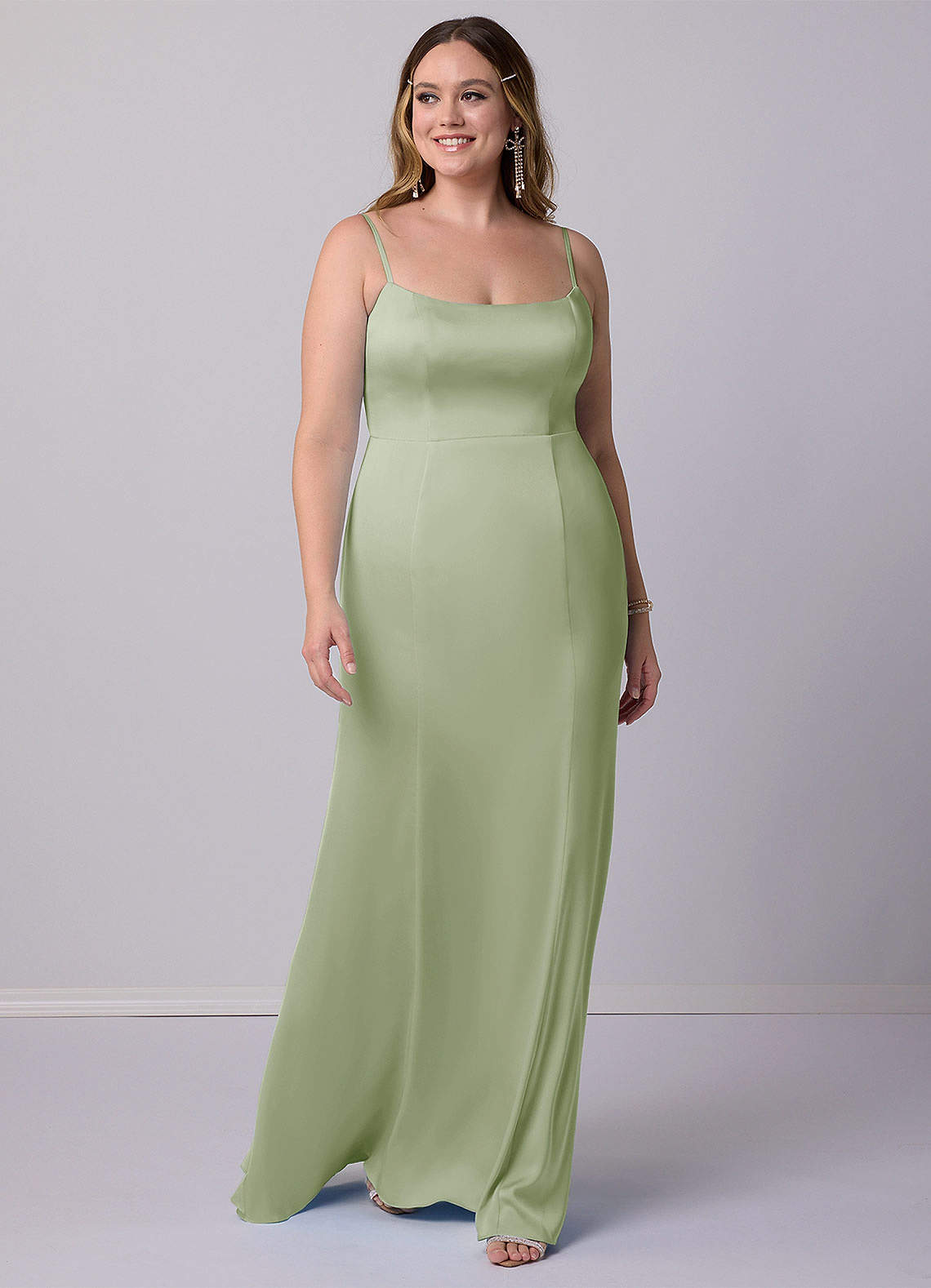 Barbie ♥ Azazie Bridesmaid Dresses Mermaid Bow Stretch Satin Floor-Length Dress image6