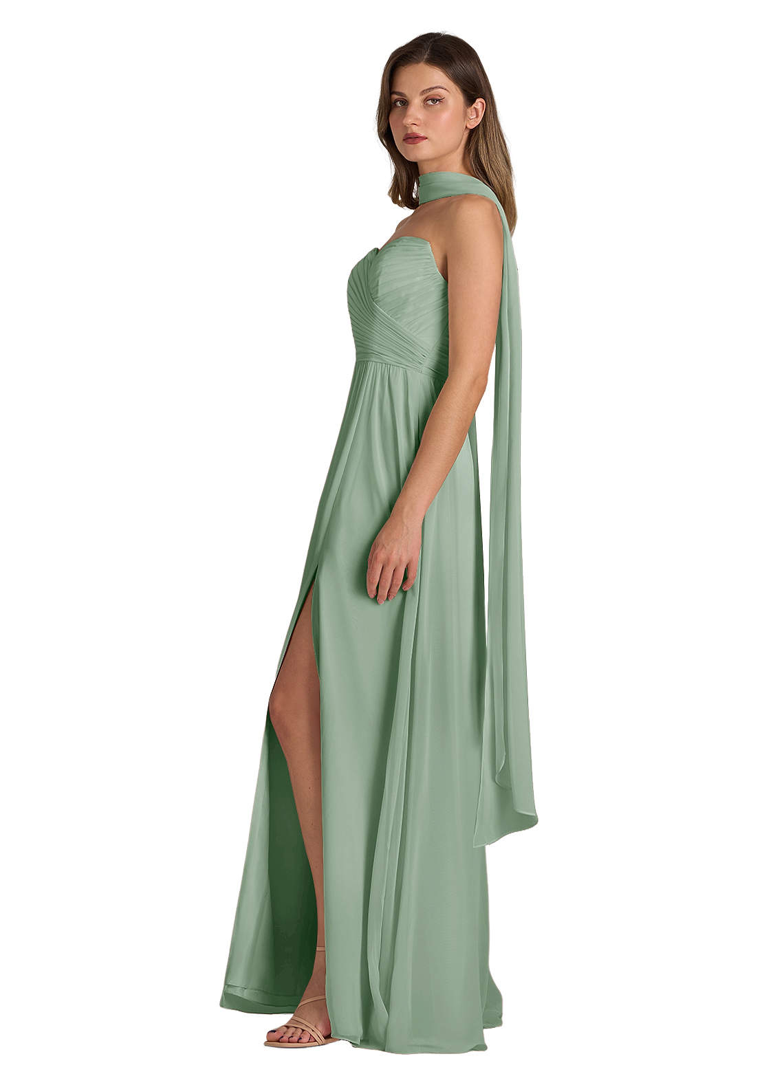 front Azazie Matching Color Chiffon Scarf