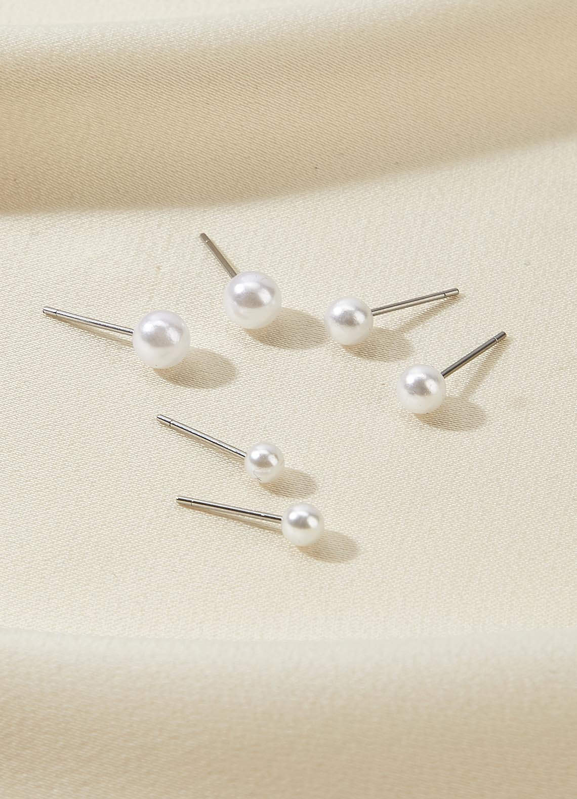 front Pearl and Rhinestone Stud Earring Set