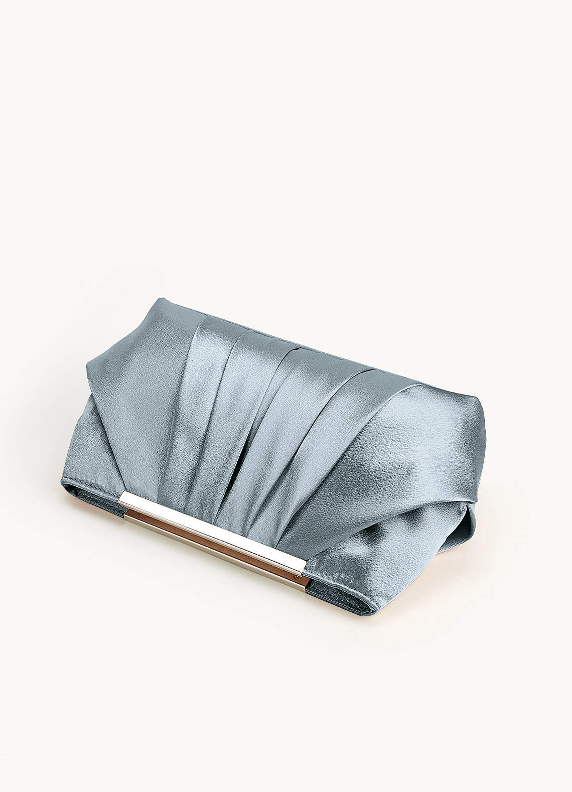 front Matching Color Metallic Satin Pleated Clutch