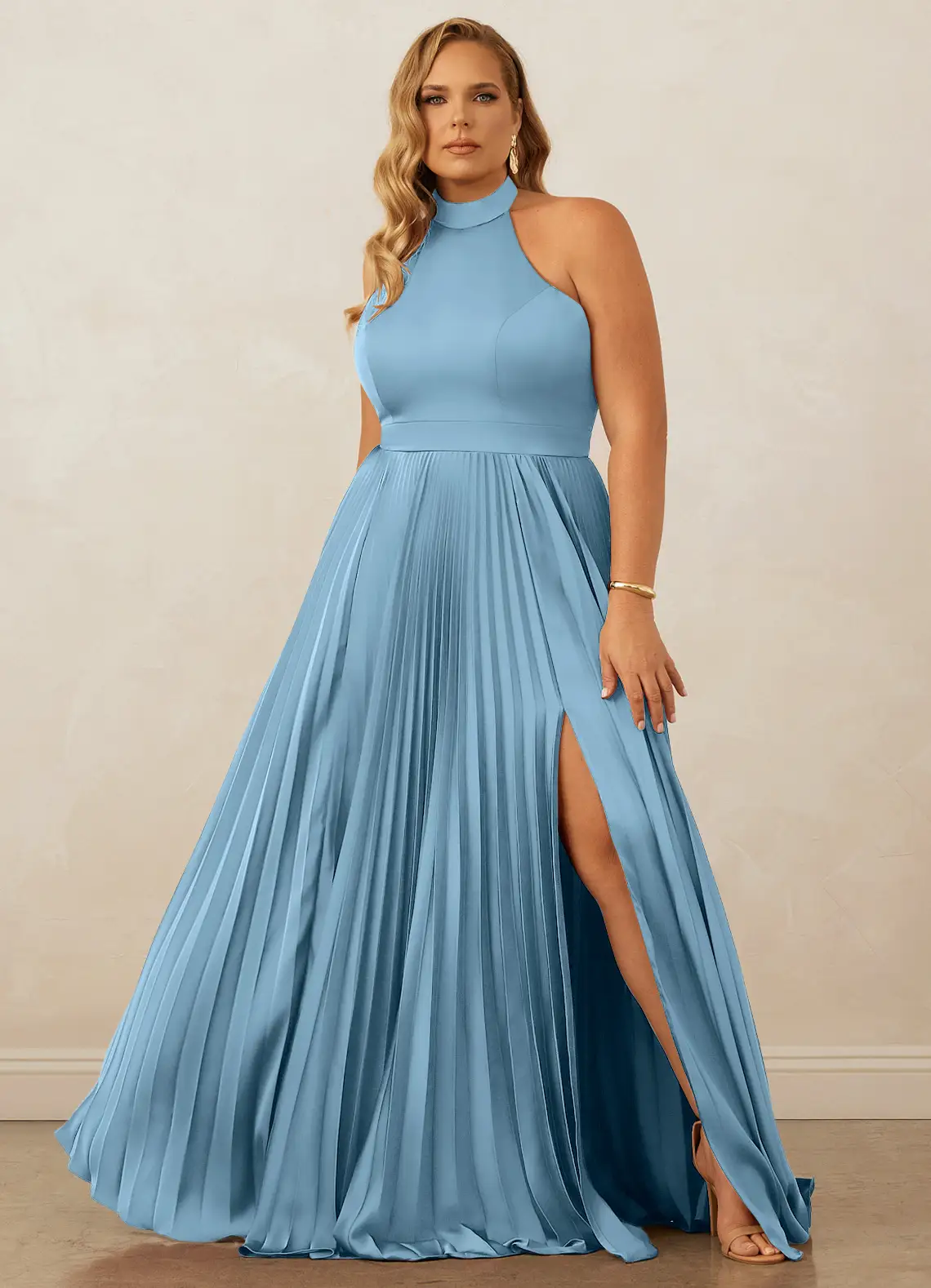 Christian Siriano Bridal for Azazie 1007 Bridesmaid Dresses Pleated Halter Stretch Satin A-line Dress image7