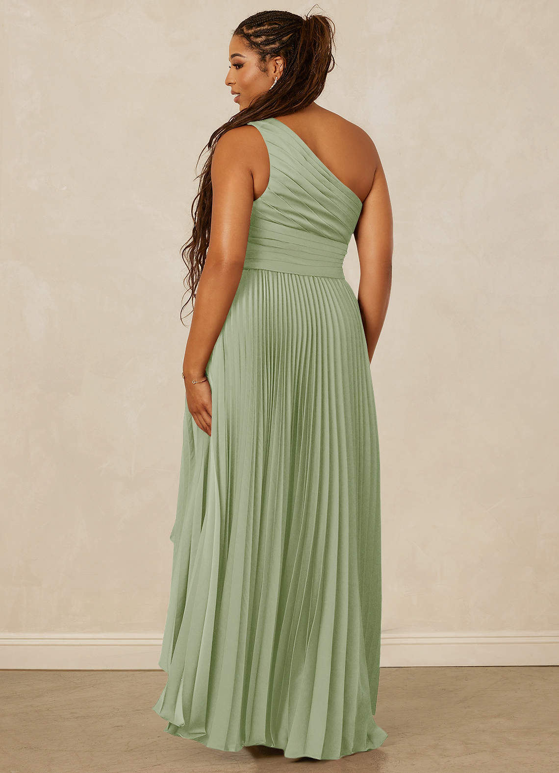 Christian Siriano Bridal for Azazie 1008 Bridesmaid Dresses Pleated One Shoulder Stretch Satin A-line Dress image9