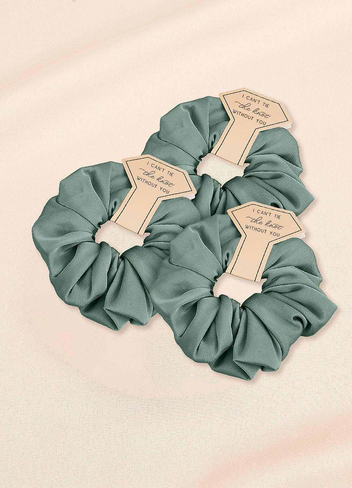 front Matching Color Bridesmaid Stretch Satin Over Size Scrunchies