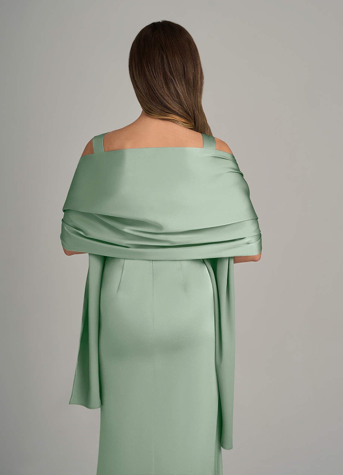 front Azazie Matching Color Ireland Stretch Satin Shawl