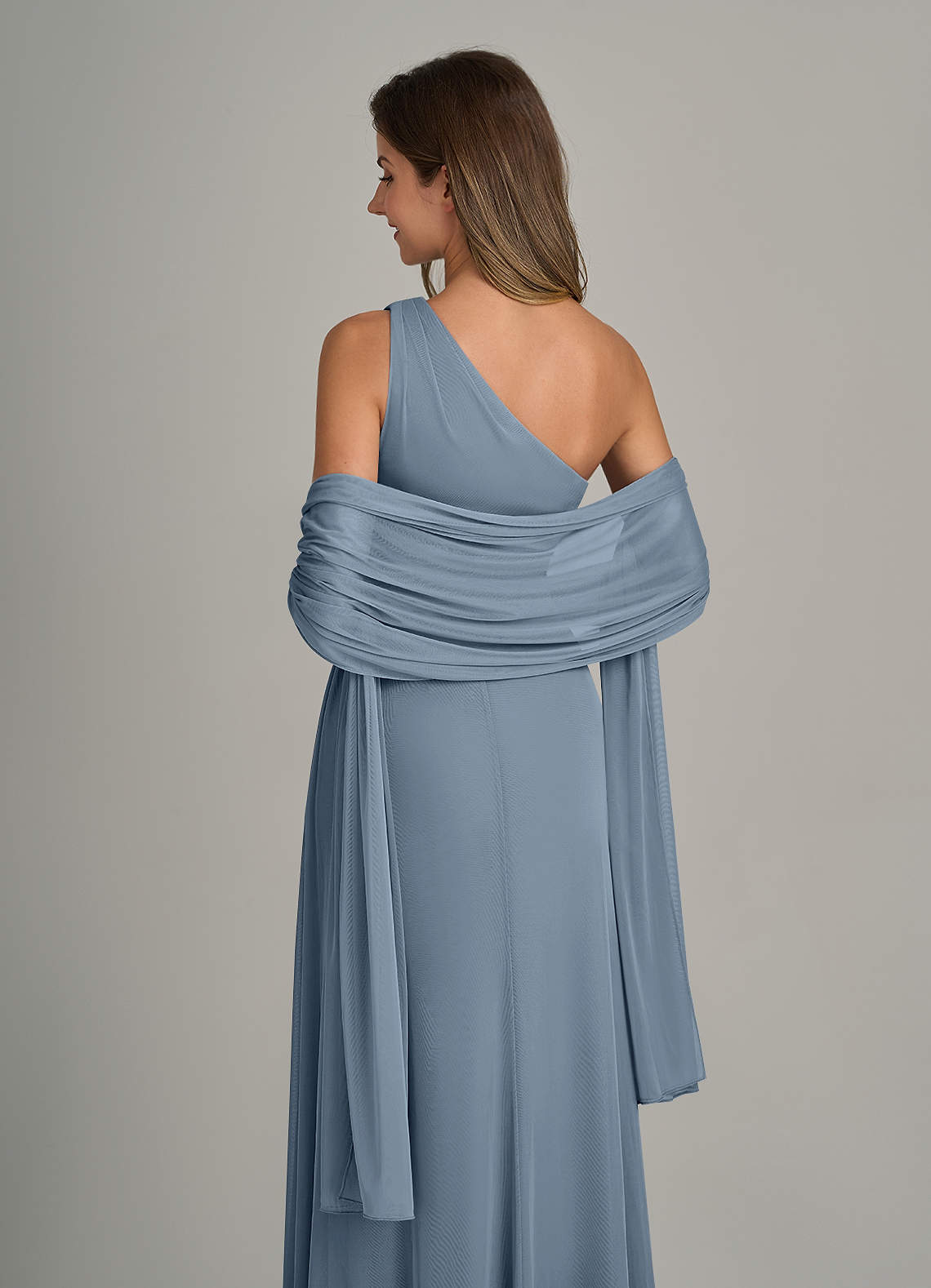front Azazie Matching Color Mesh Shawl