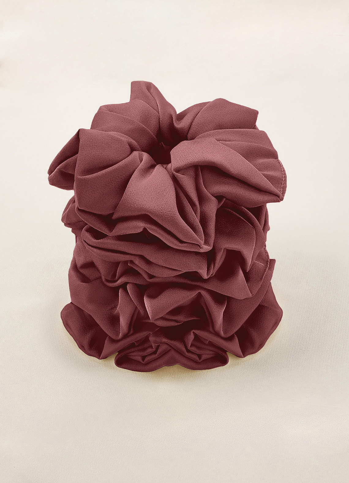 front Matching Color Six-Piece Bridesmaid Stretch Satin Over Size Scrunchie Set