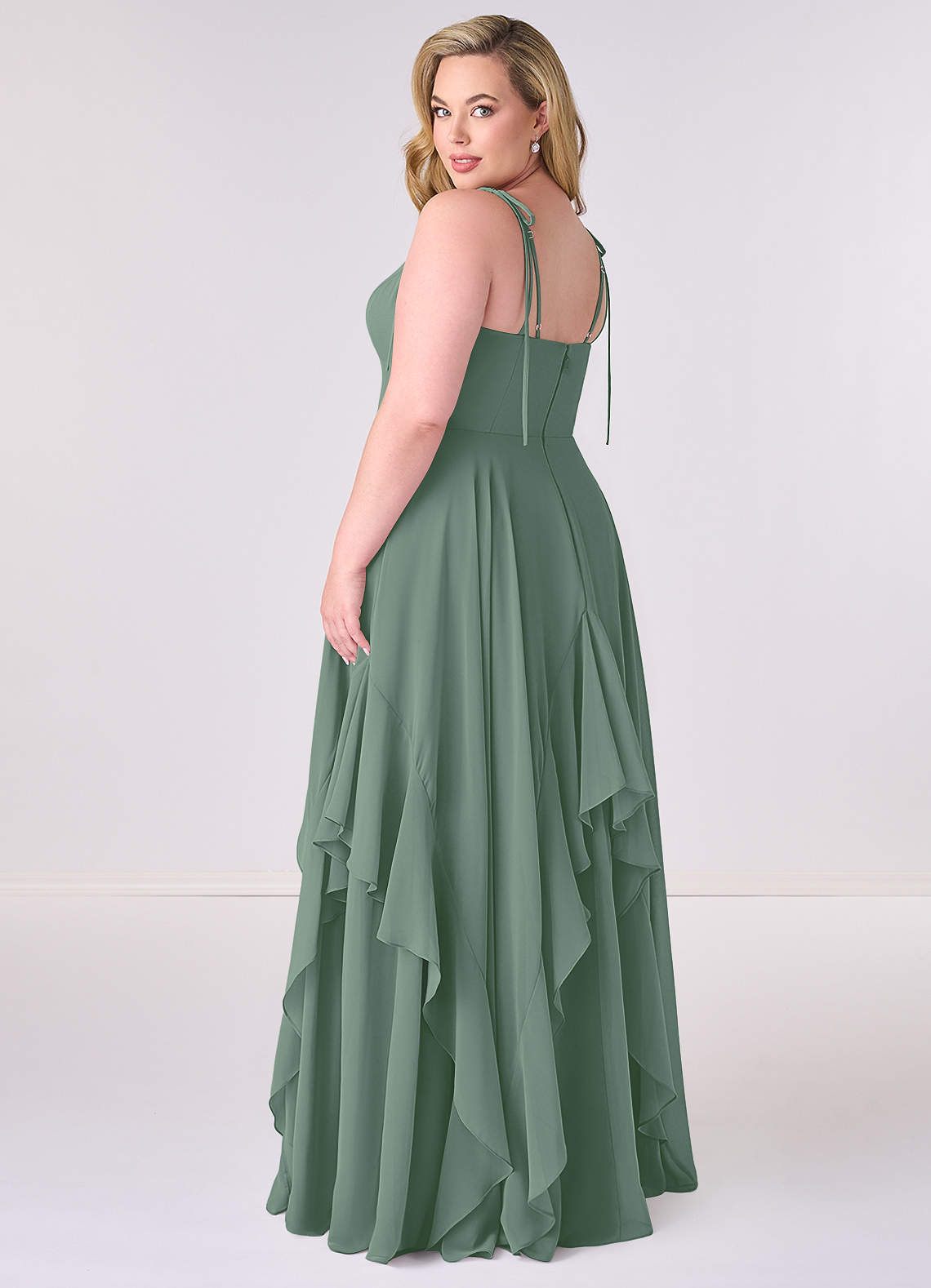 Barbie ♥ Azazie Bridesmaid Dresses V-neck Chiffon Tiered A-line Dress image6