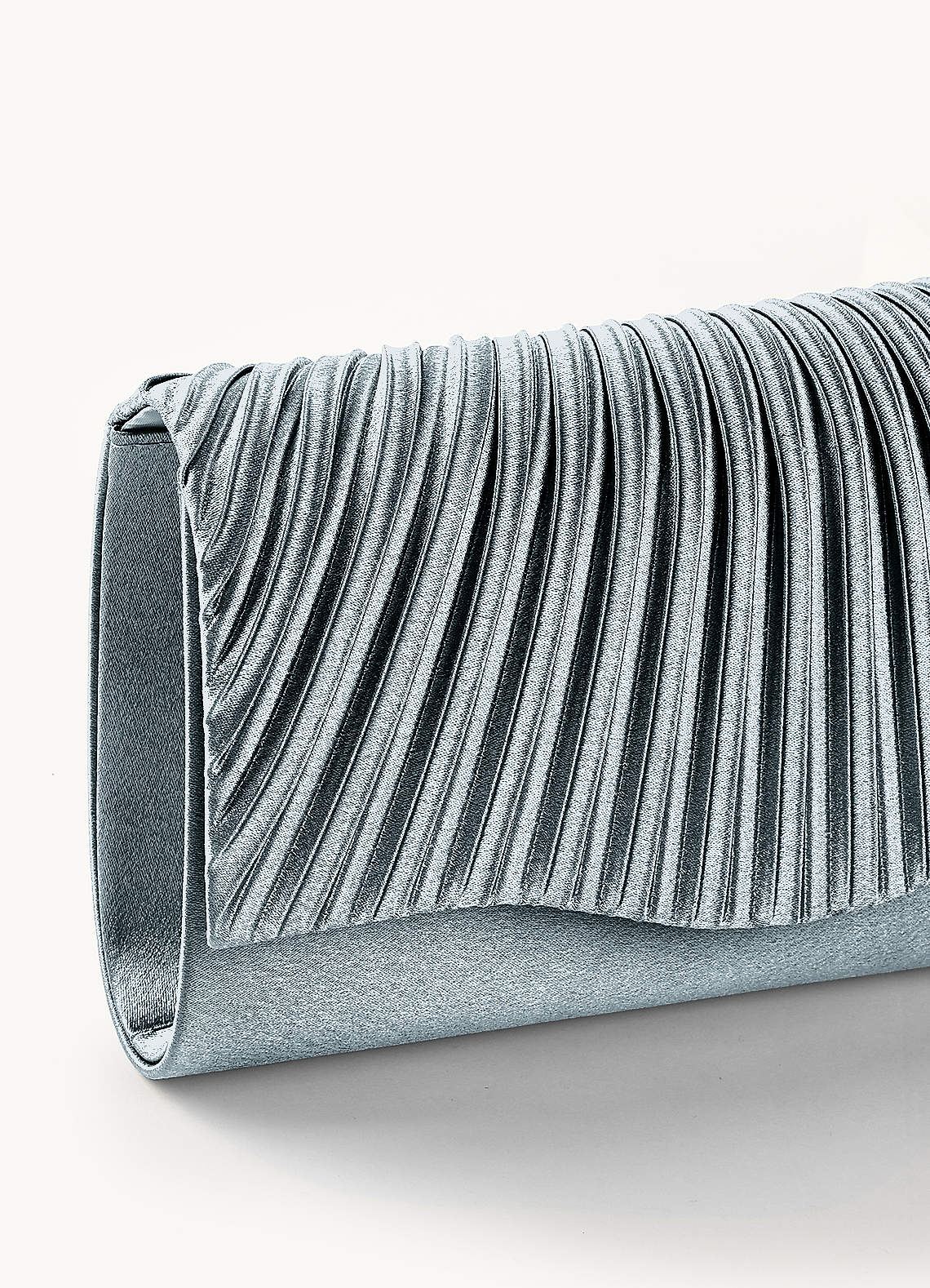 front Matching Color Pleated Metallic Satin Envelope Clutch