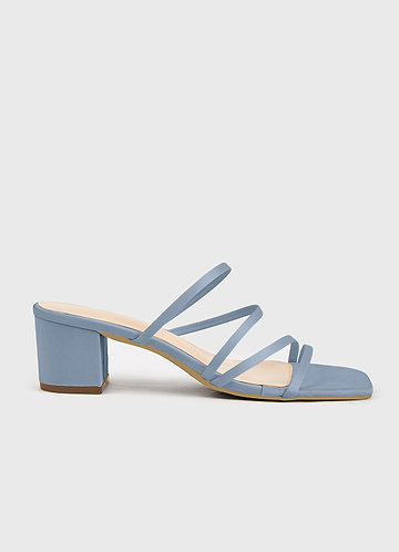 front Matching Color Matte Satin Strap Low Heel Sandals