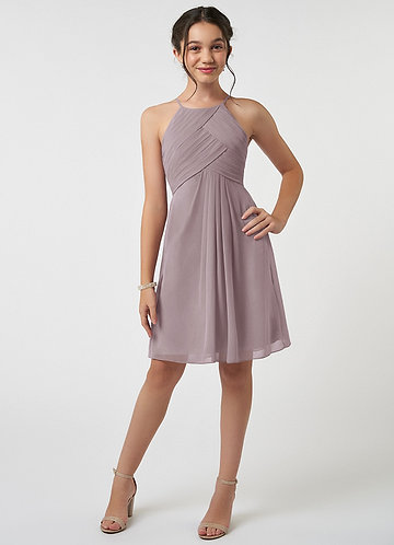 Azazie Ginny Junior Dusk A-Line Pleated Chiffon Dress image1