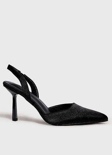 front Satin Sling-Back Pumps