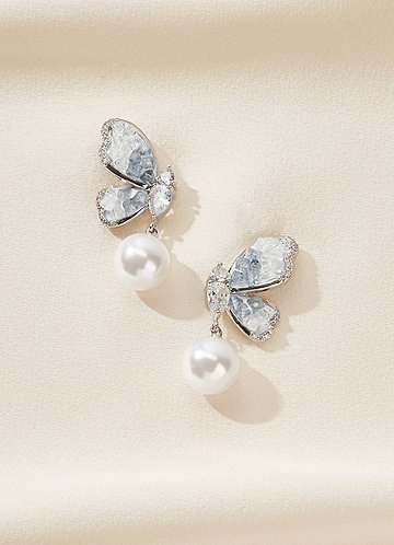 front Something Blue Butterfly Wing Drop Earrings