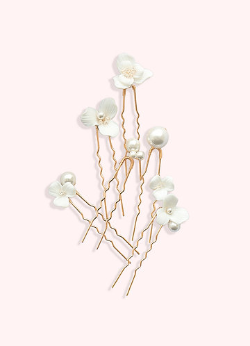 front Ceramic Flower Pearl Hairpin